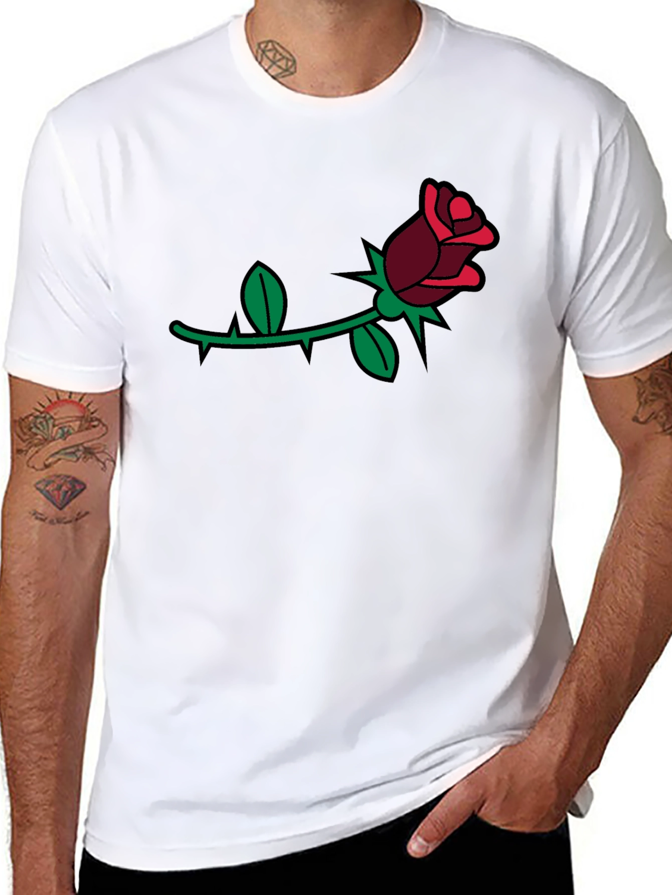 Rose Graphic Tee - Black Casual Comfort