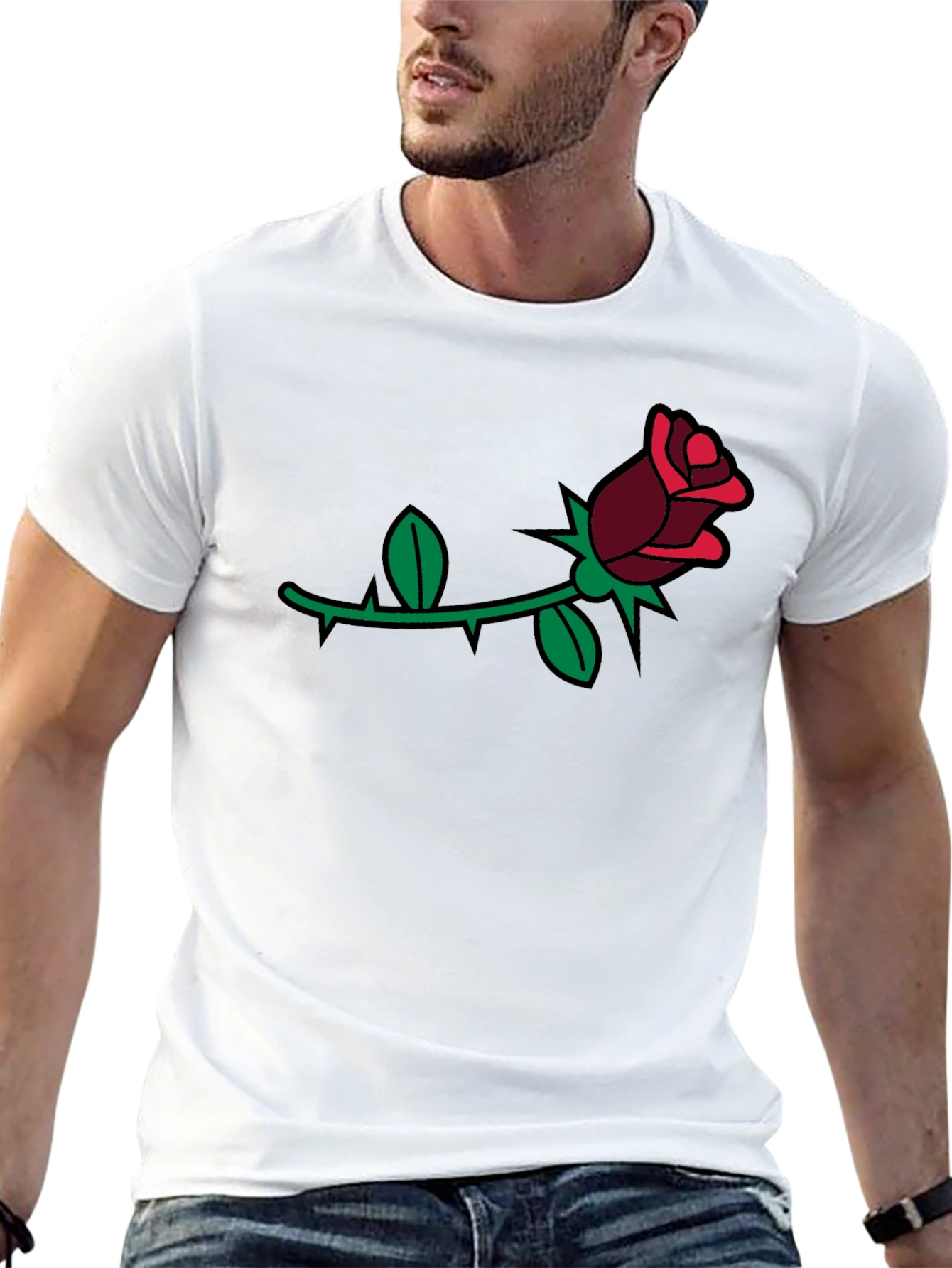 Rose Graphic Tee - Black Casual Comfort
