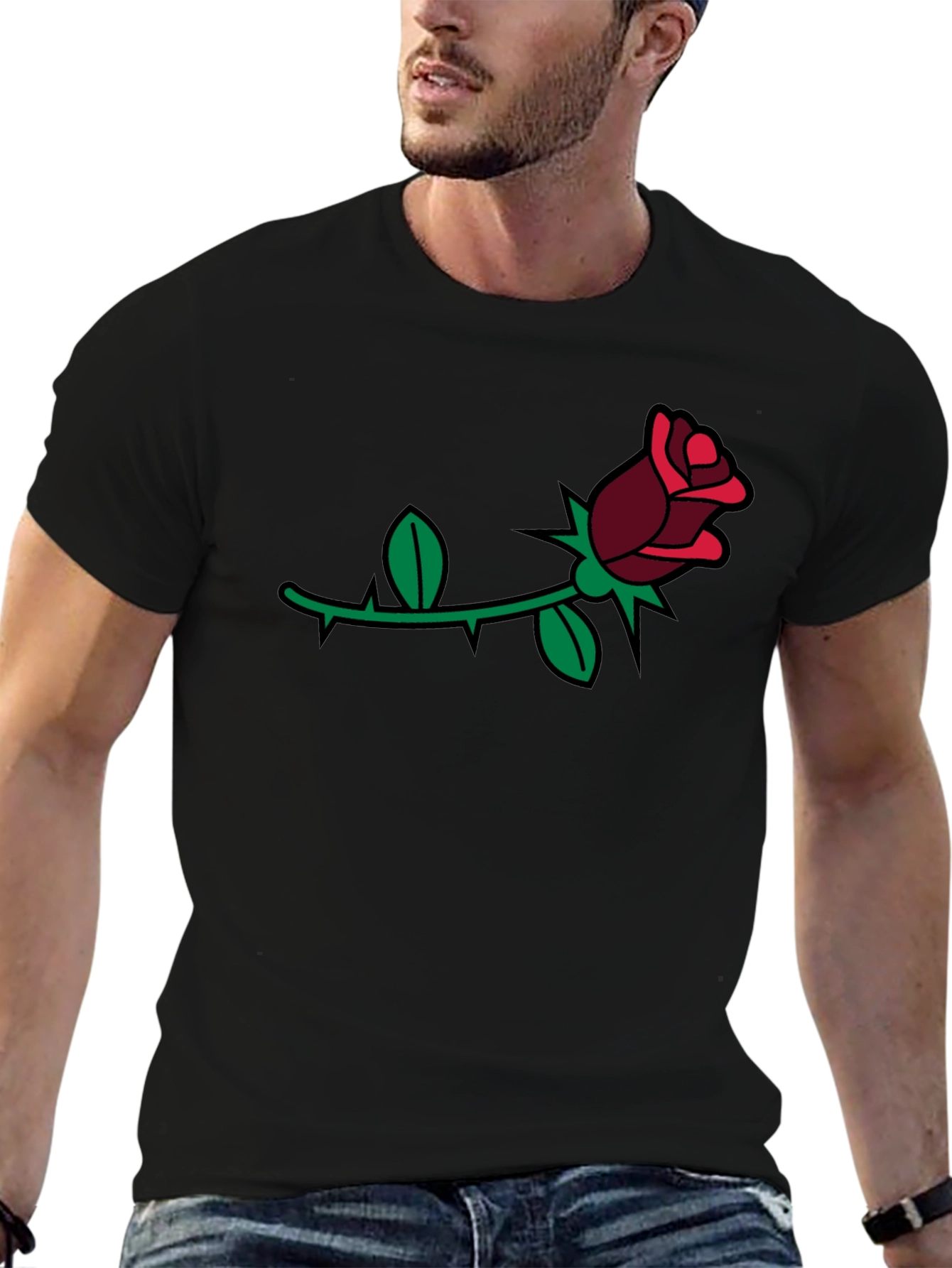 Rose Graphic Tee - Black Casual Comfort