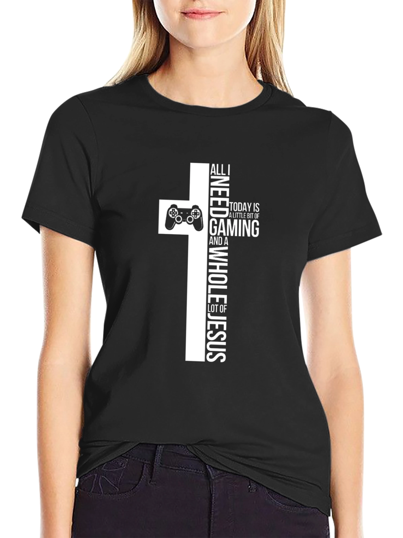 Gaming & Jesus Cross T-Shirt - Gamer Christian Tee
