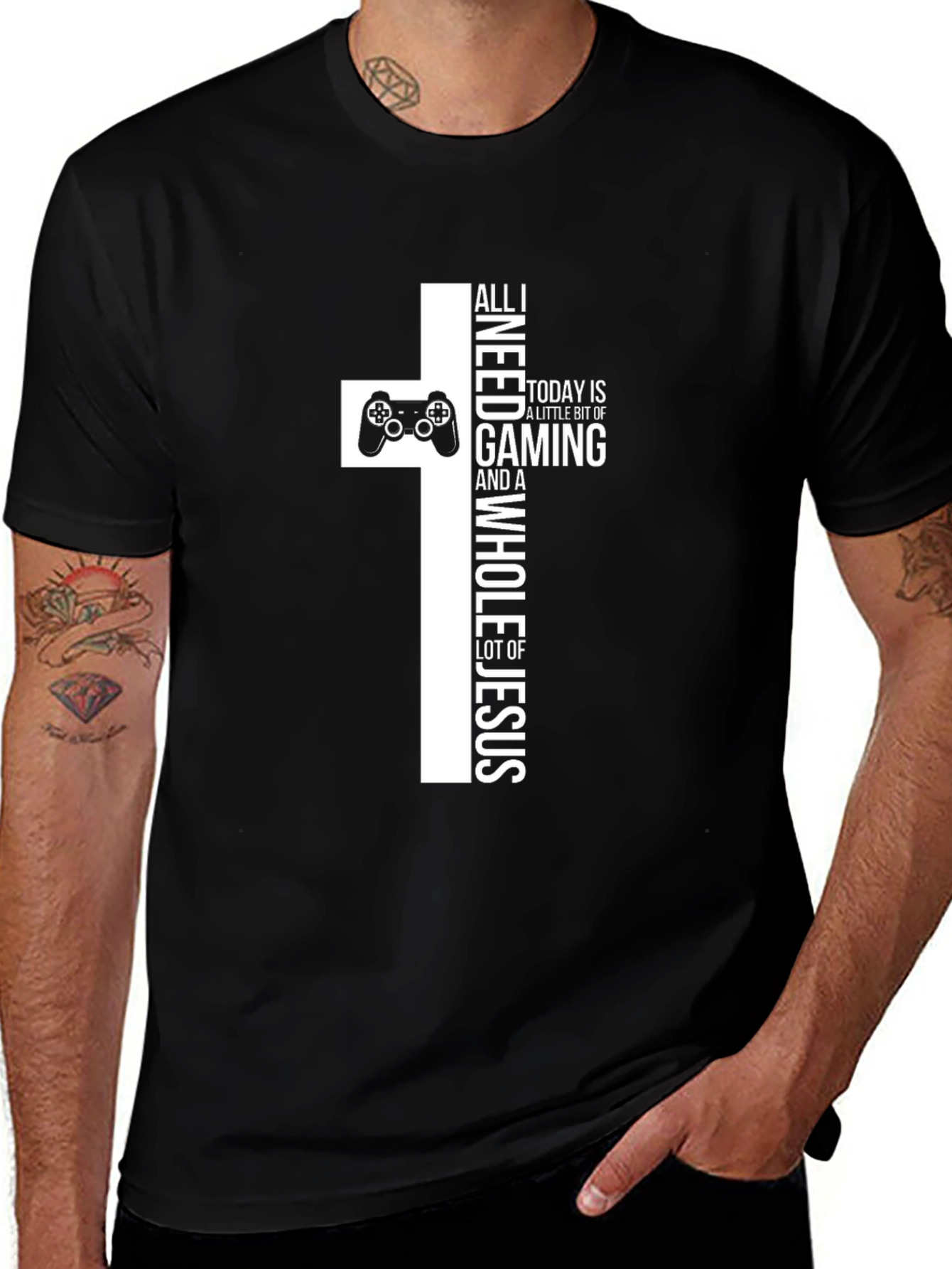 Gaming & Jesus Cross T-Shirt - Gamer Christian Tee