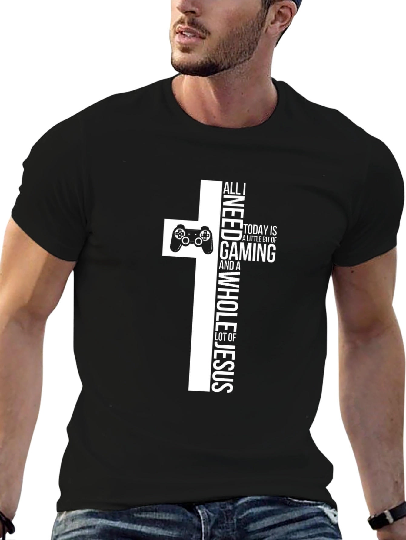 Gaming & Jesus Cross T-Shirt - Gamer Christian Tee