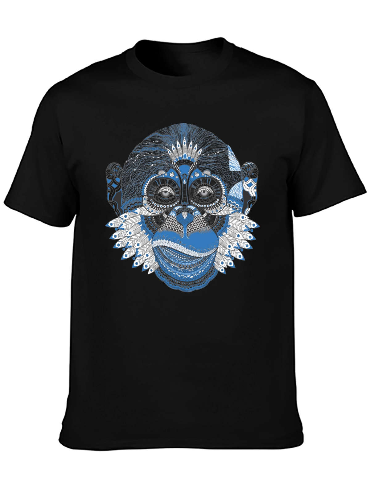 Tribal Monkey Graphic Tee - Stylish Mens Black T-Shirt