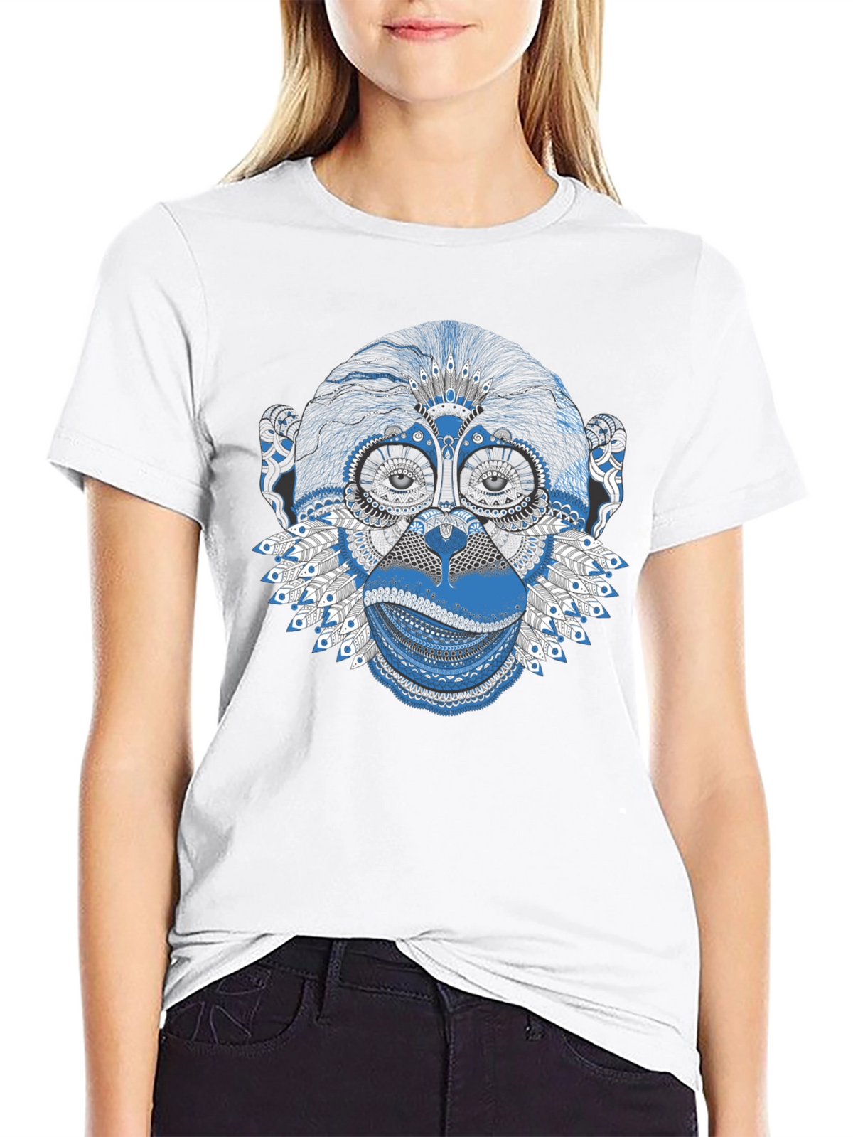 Tribal Monkey Graphic Tee - Stylish Mens Black T-Shirt