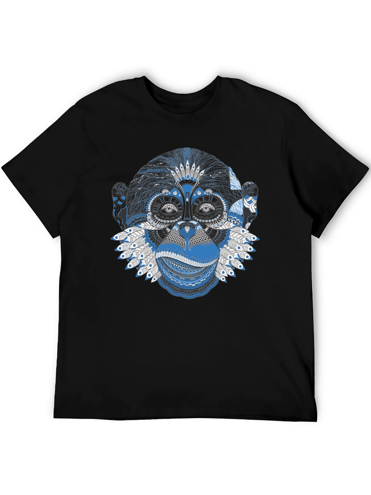 Tribal Monkey Graphic Tee - Stylish Mens Black T-Shirt