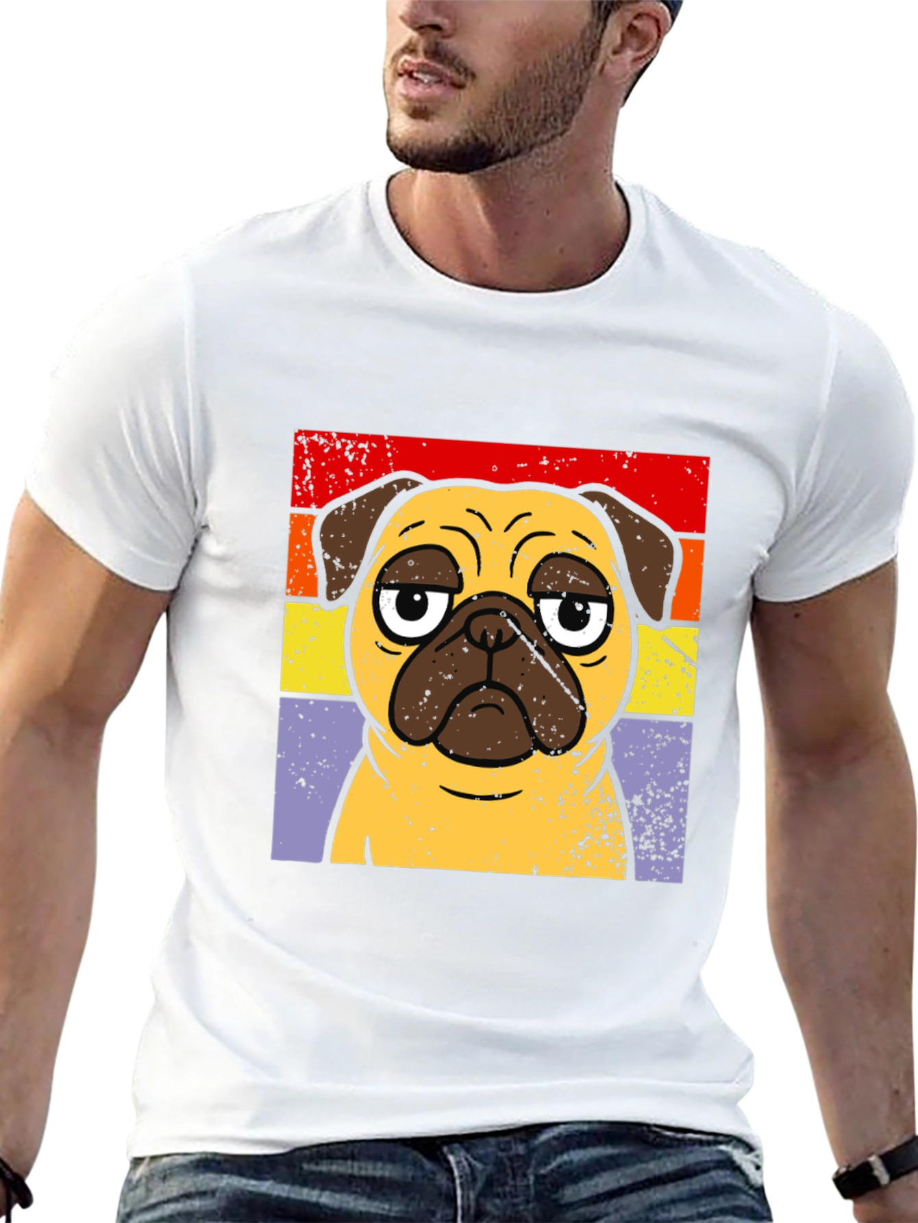 Retro Pug Graphic T-Shirt - Black