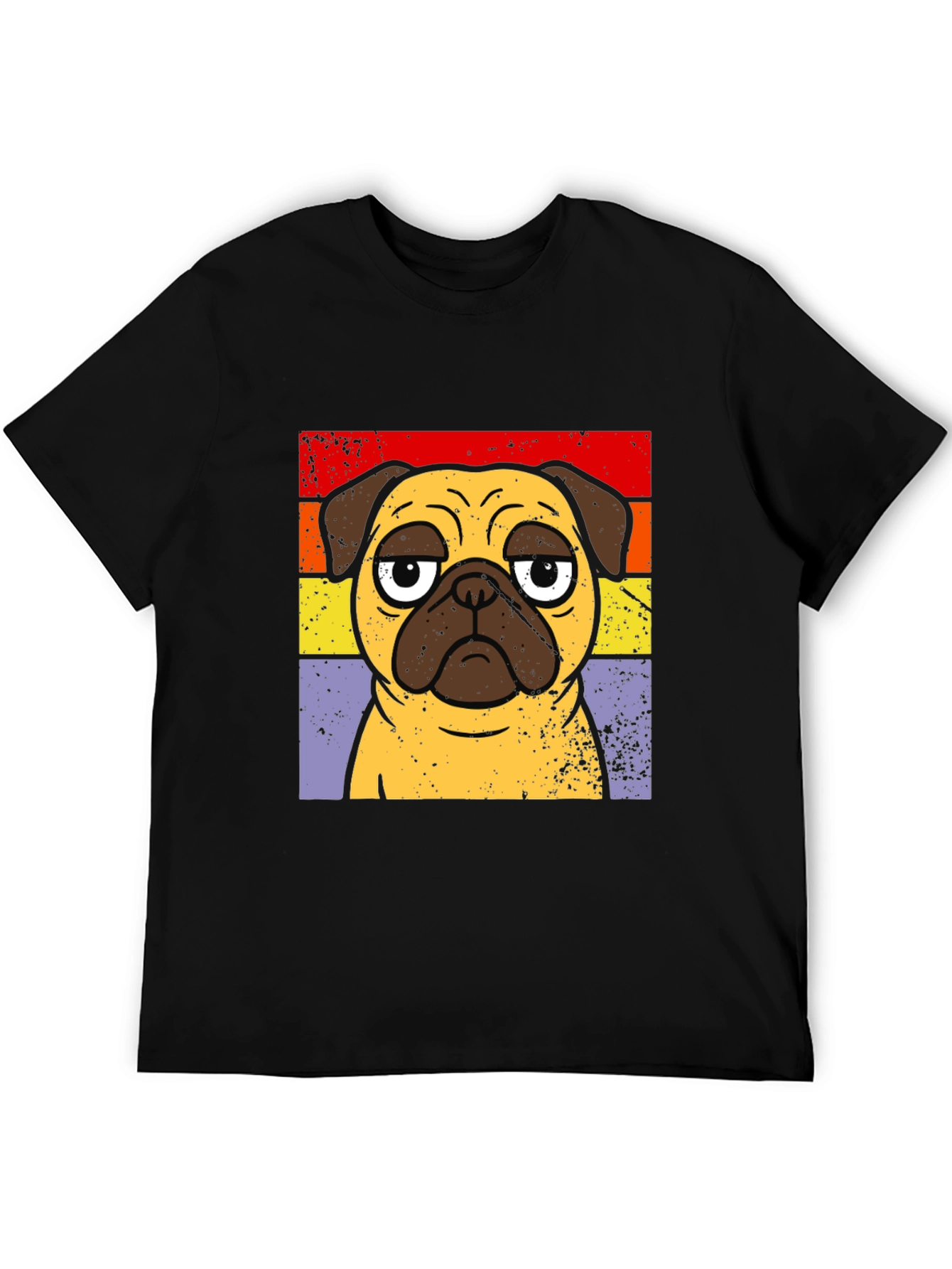 Retro Pug Graphic T-Shirt - Black
