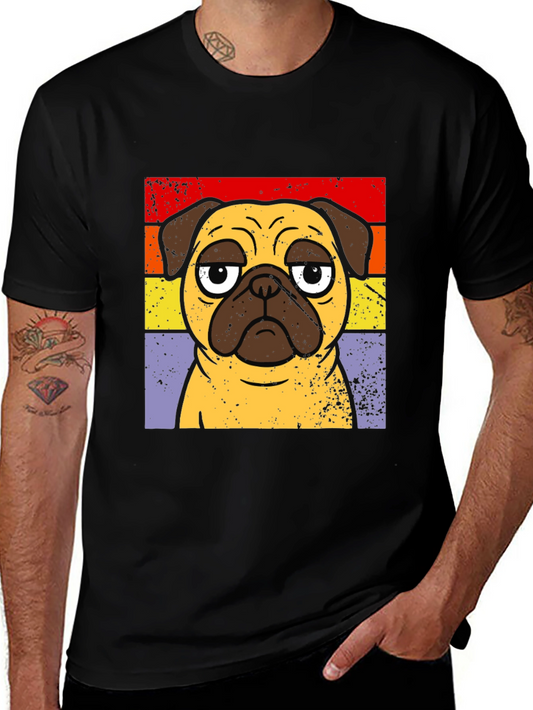 Retro Pug Graphic T-Shirt - Black