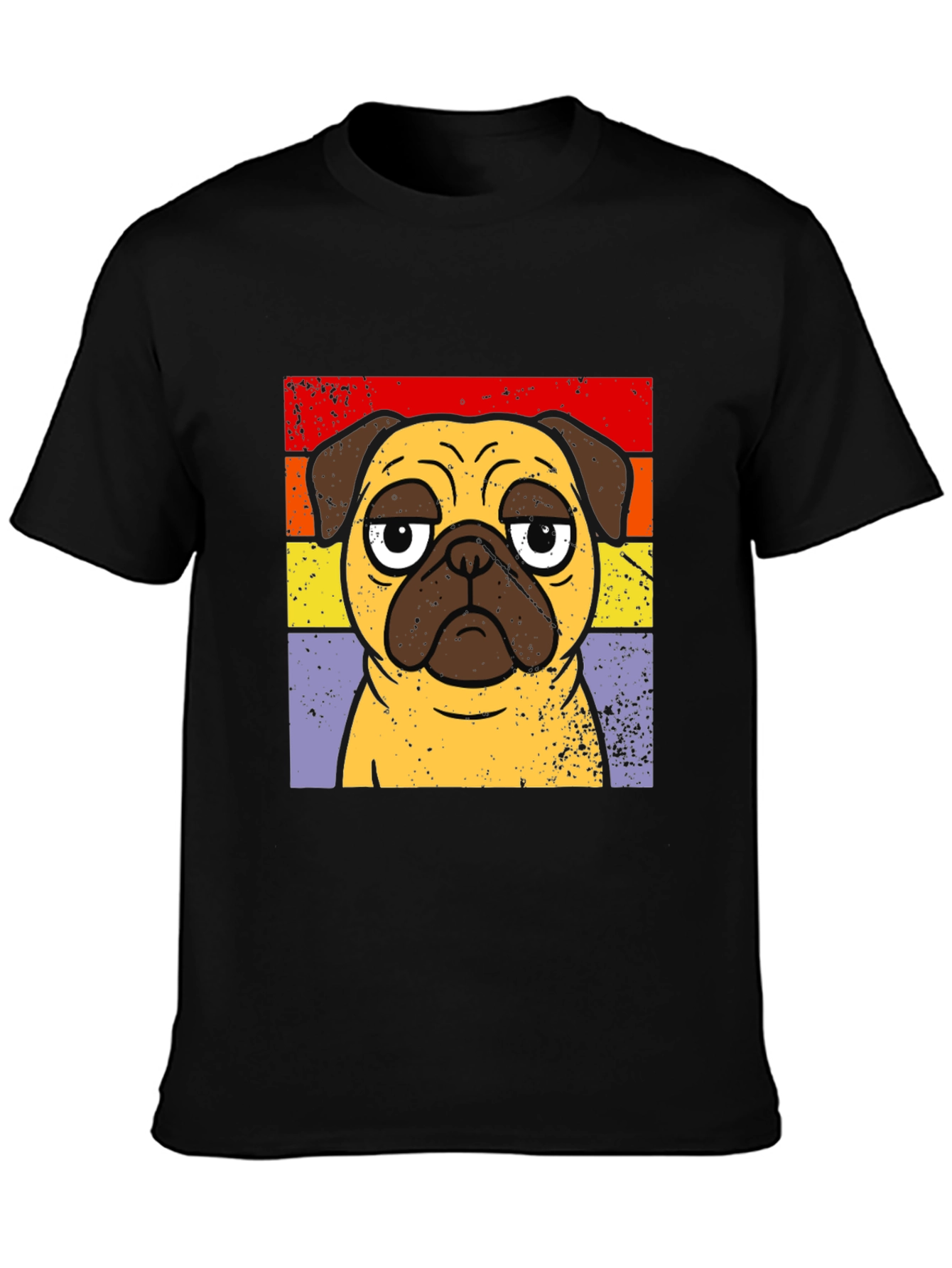 Retro Pug Graphic T-Shirt - Black
