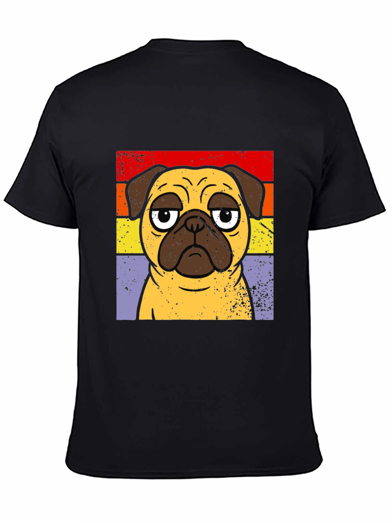 Retro Pug Graphic T-Shirt - Black