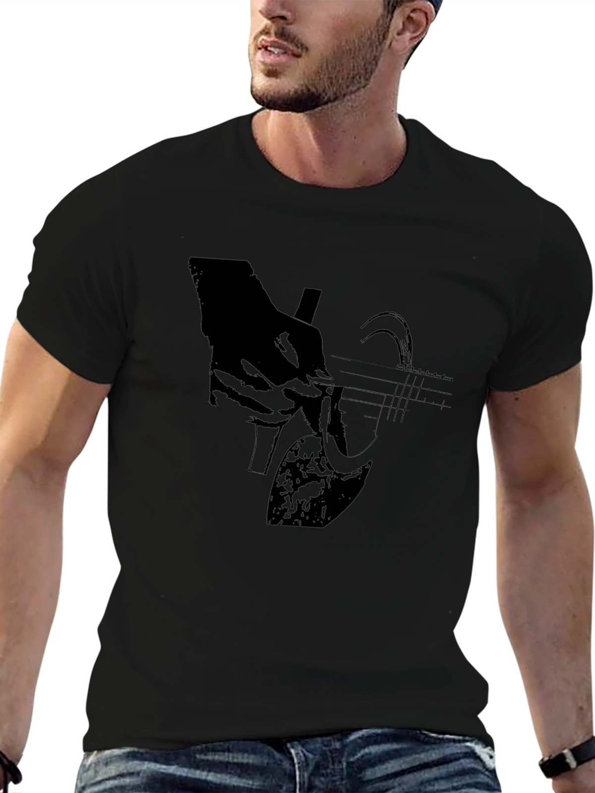 Guitar Player Black T-Shirt Graphic Tee