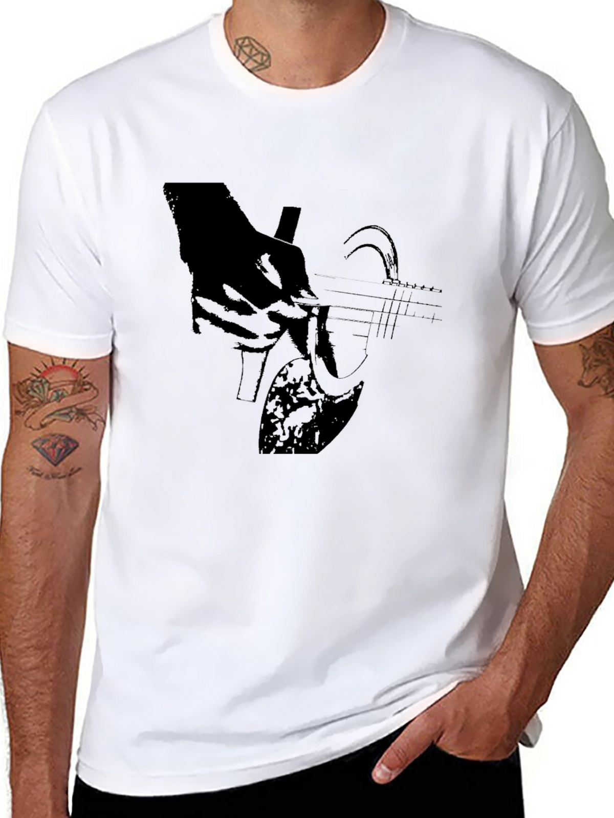 Guitar Player Black T-Shirt Graphic Tee