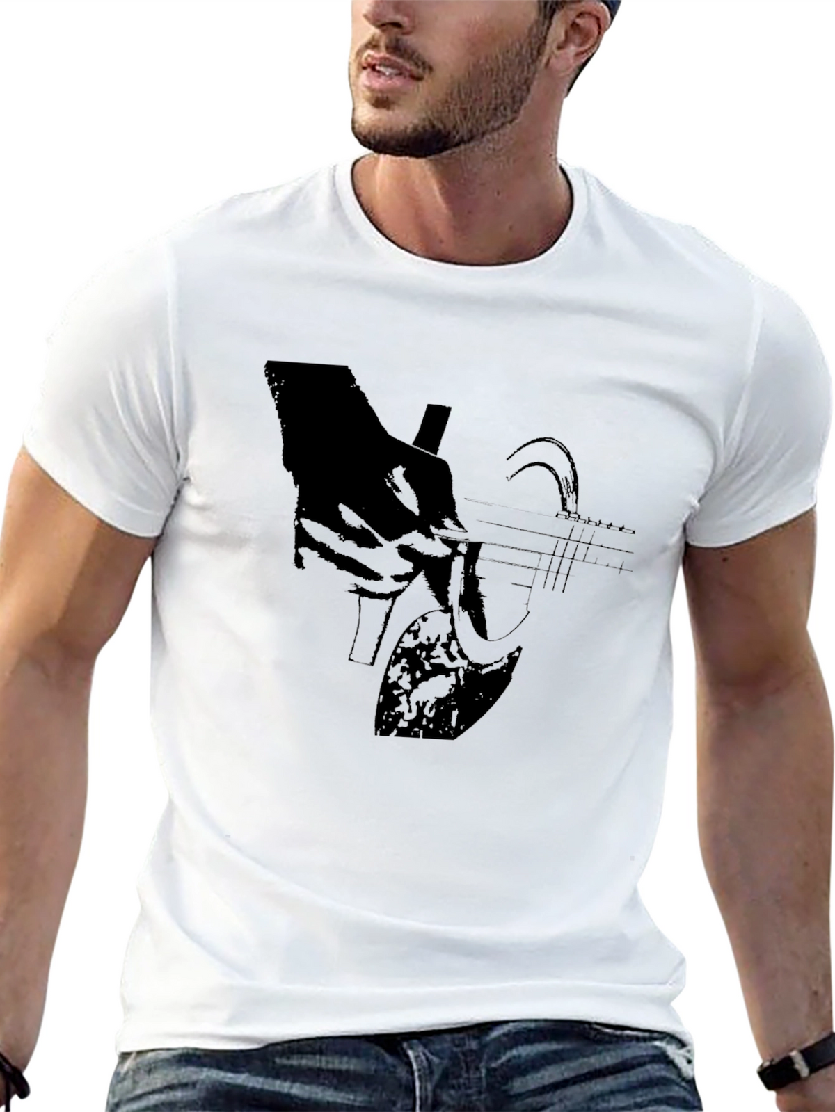 Guitar Player Black T-Shirt Graphic Tee