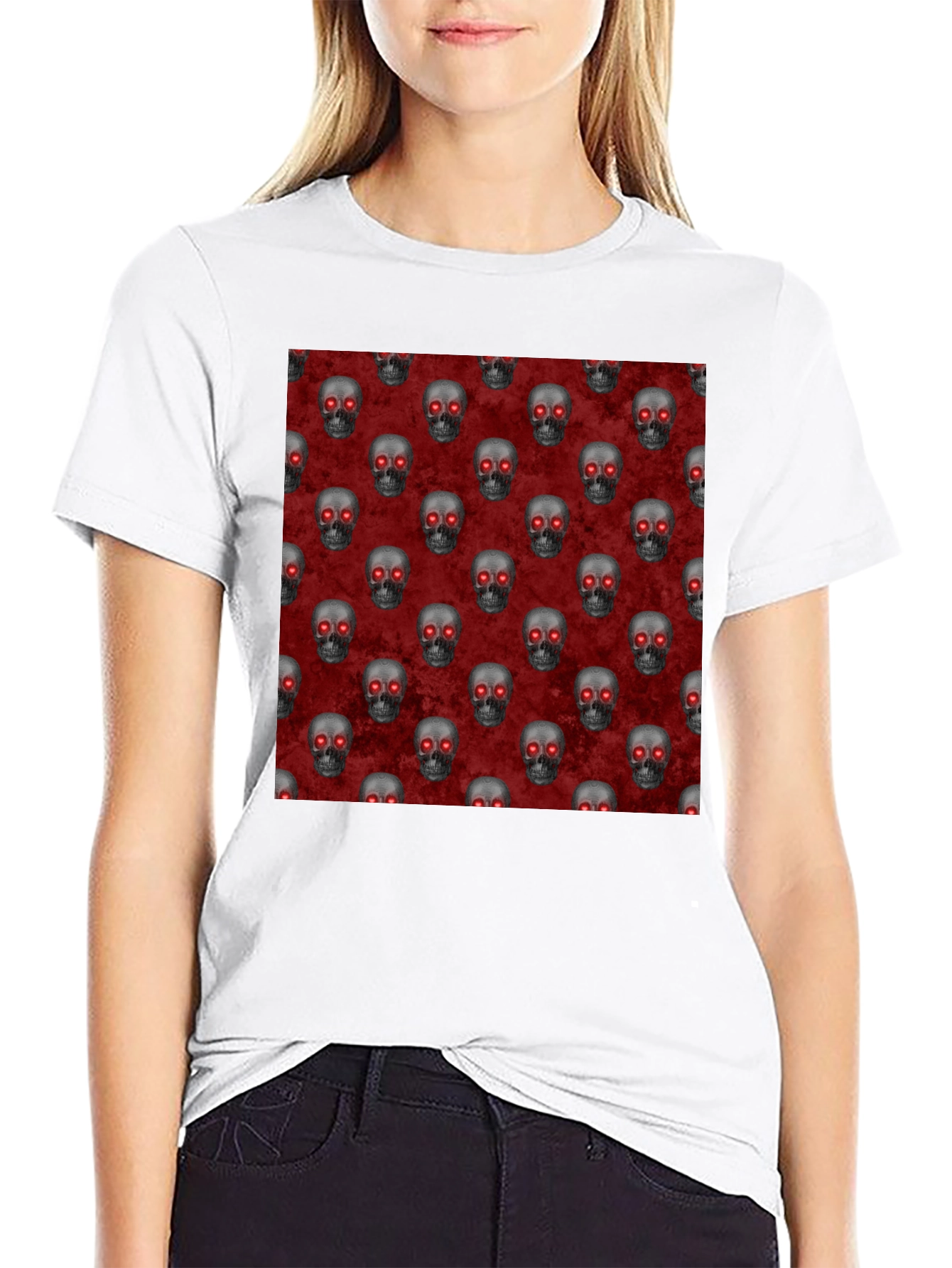 Skull Pattern T-Shirt - Gothic Style