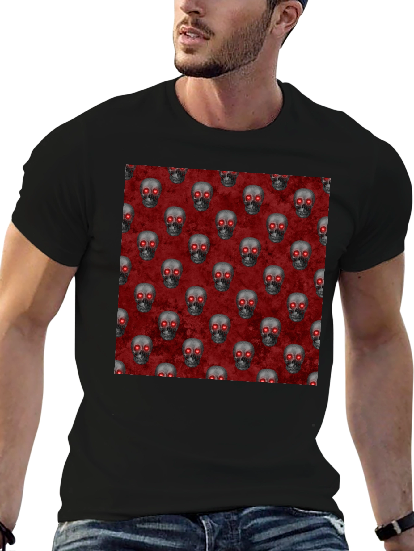 Skull Pattern T-Shirt - Gothic Style
