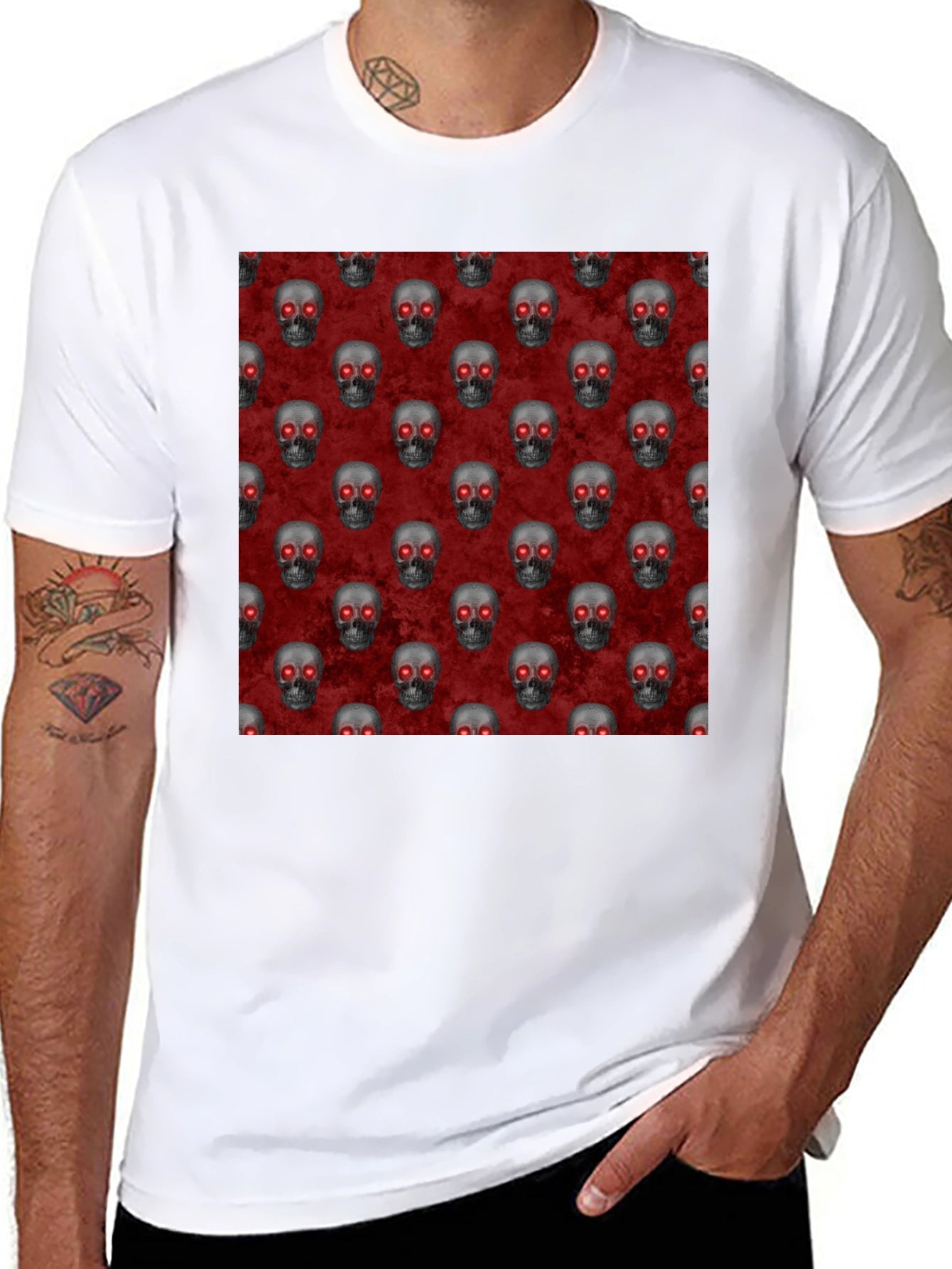 Skull Pattern T-Shirt - Gothic Style