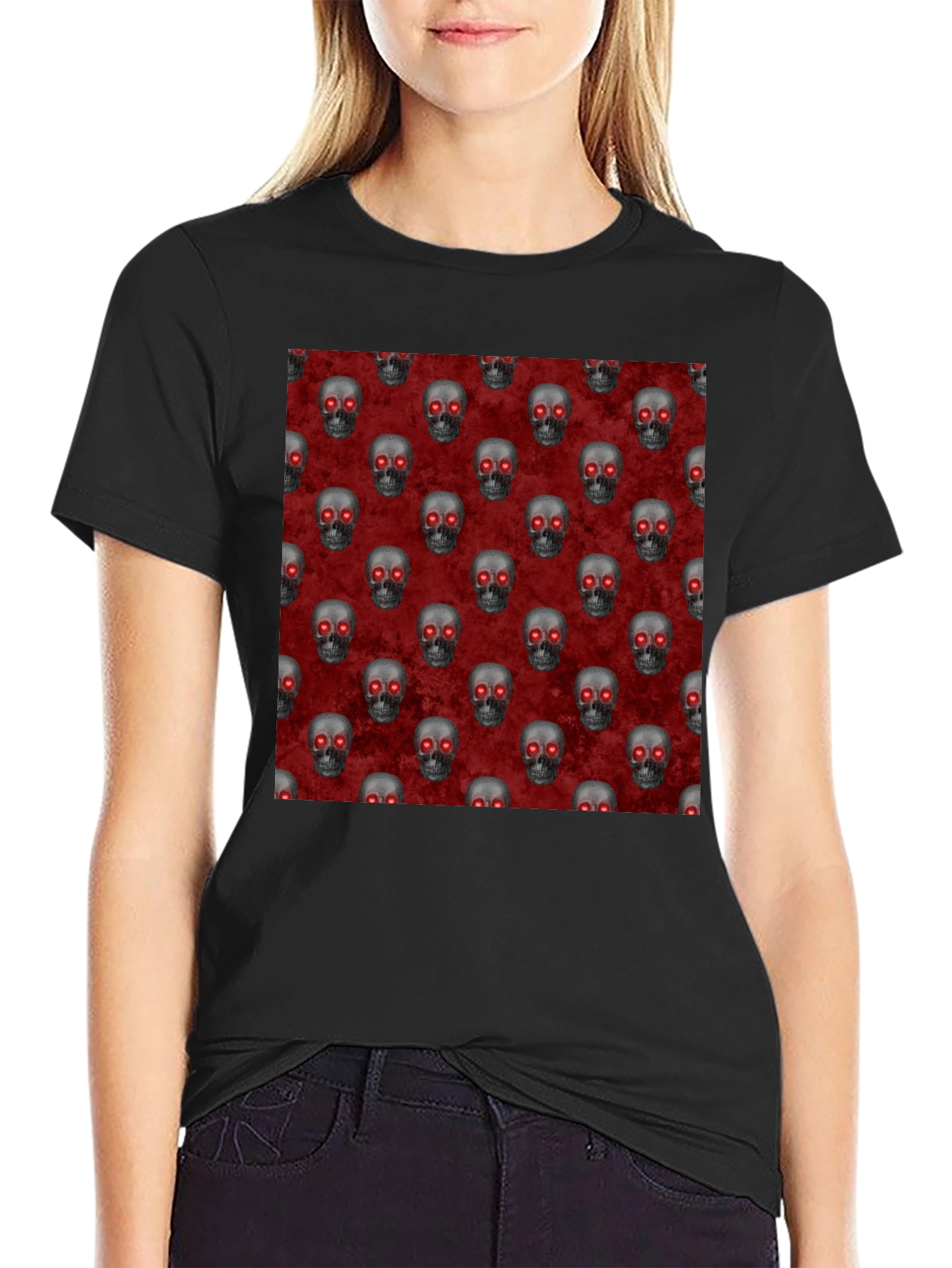 Skull Pattern T-Shirt - Gothic Style