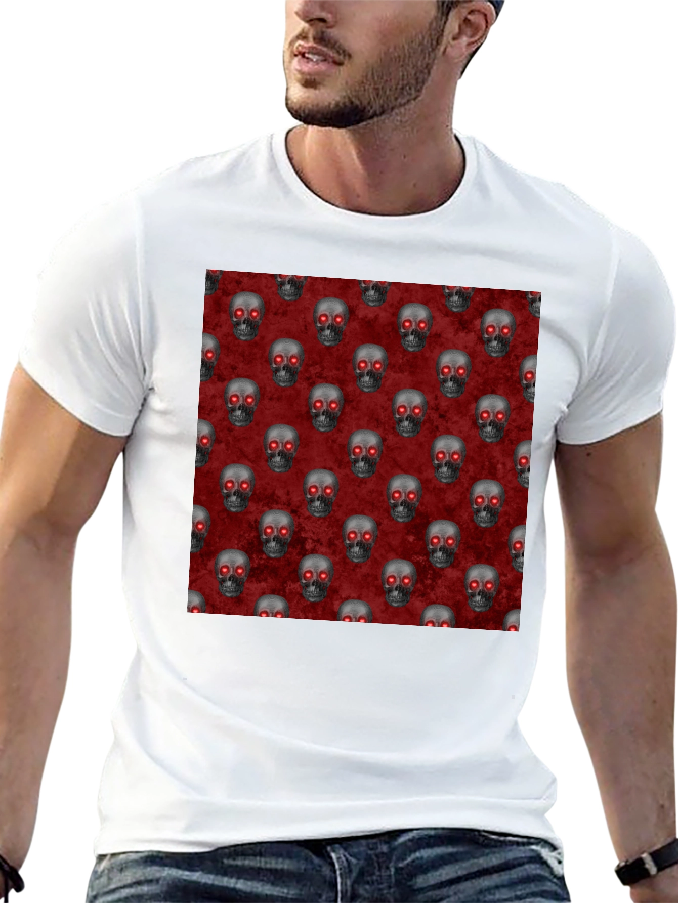 Skull Pattern T-Shirt - Gothic Style