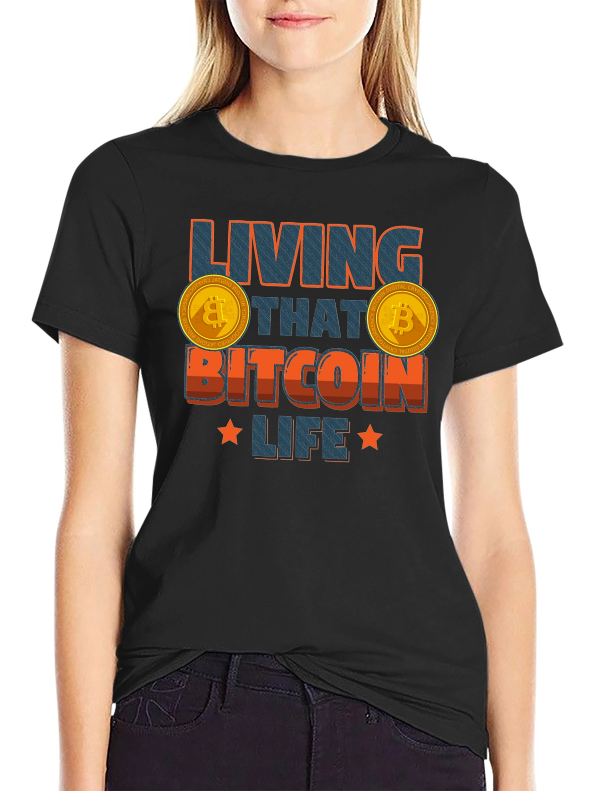 Living That Bitcoin Life Black Graphic Tee