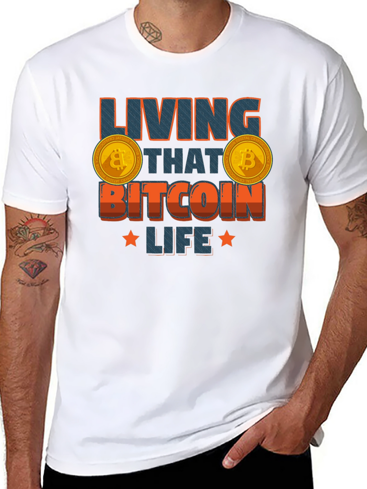 Living That Bitcoin Life Black Graphic Tee