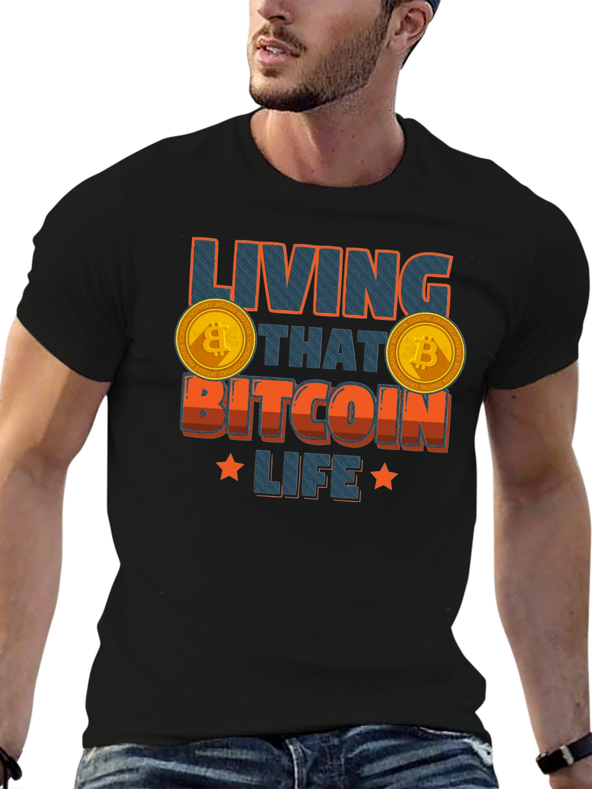 Living That Bitcoin Life Black Graphic Tee