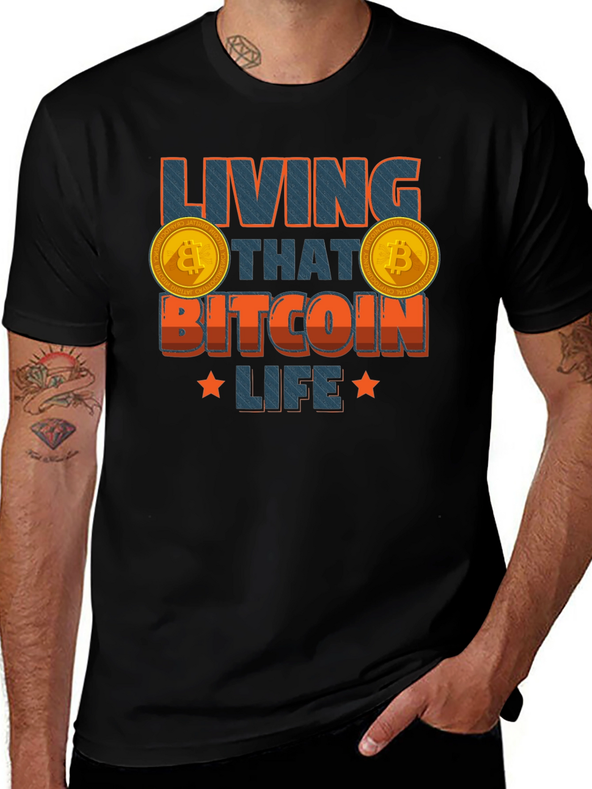 Living That Bitcoin Life Black Graphic Tee
