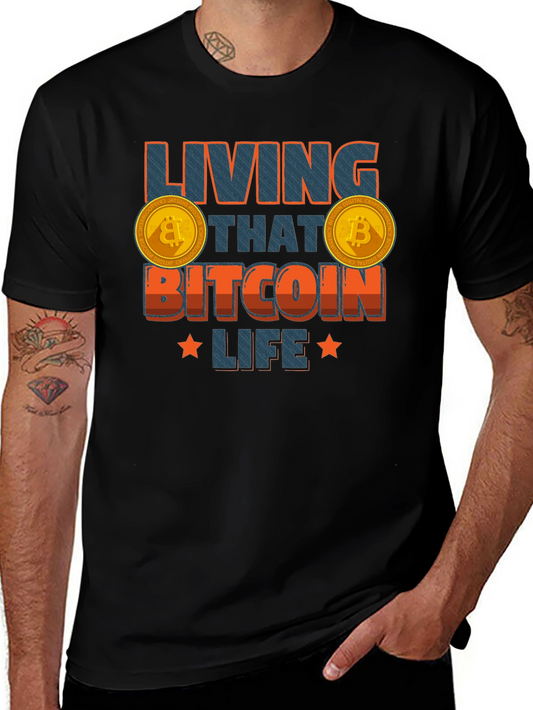 Living That Bitcoin Life Black Graphic Tee