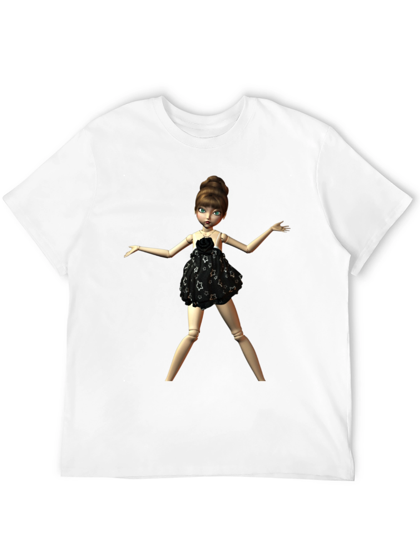 Black T-Shirt with Fashion Doll Graphic