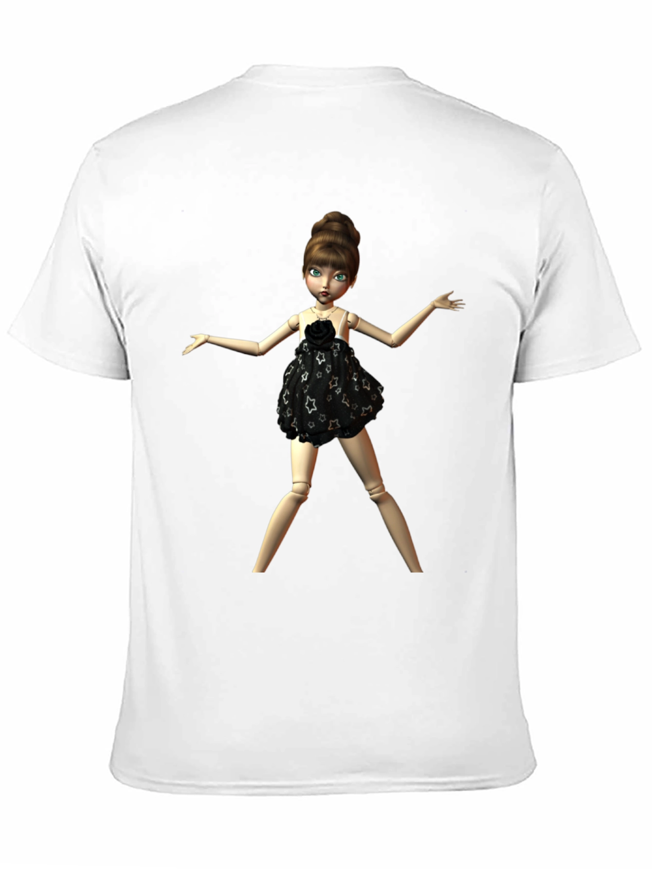 Black T-Shirt with Fashion Doll Graphic