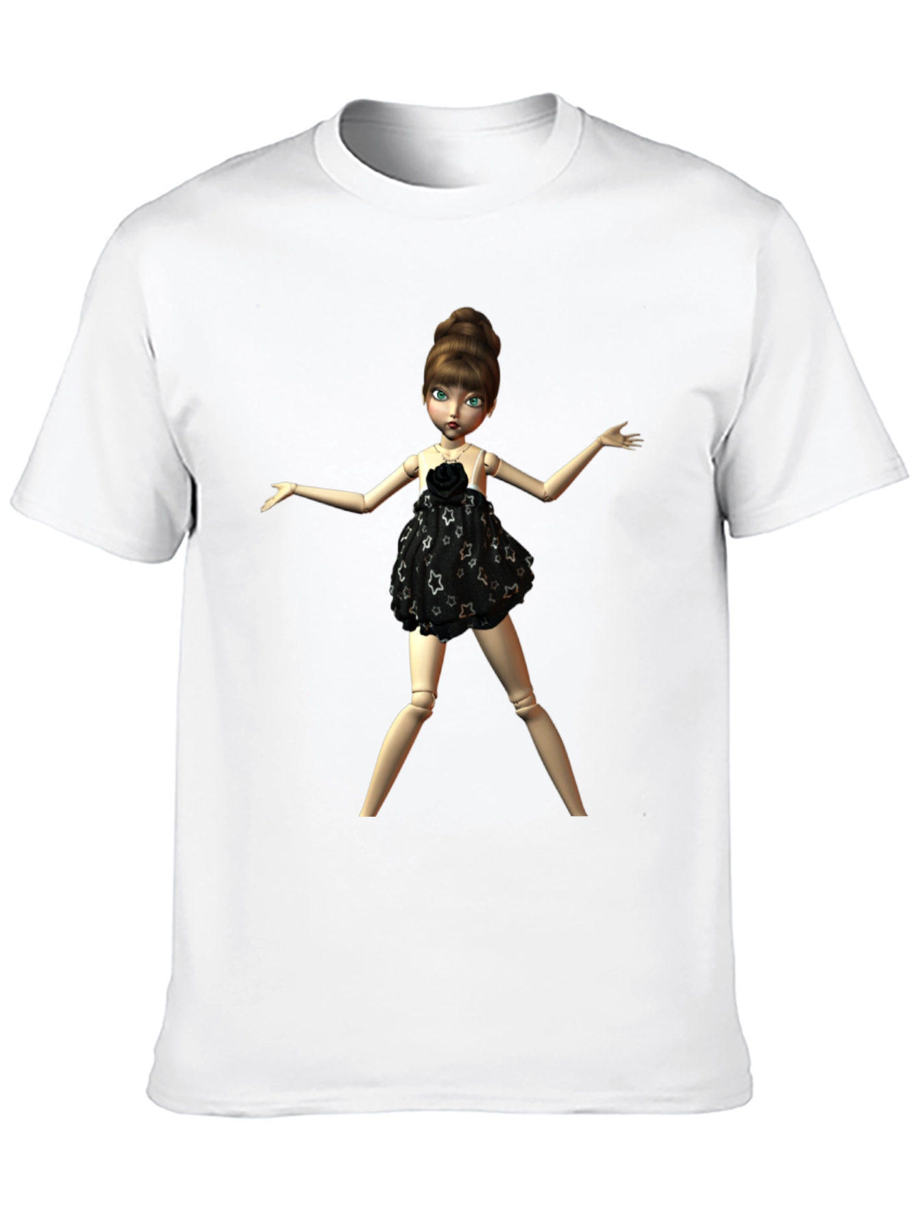 Black T-Shirt with Fashion Doll Graphic