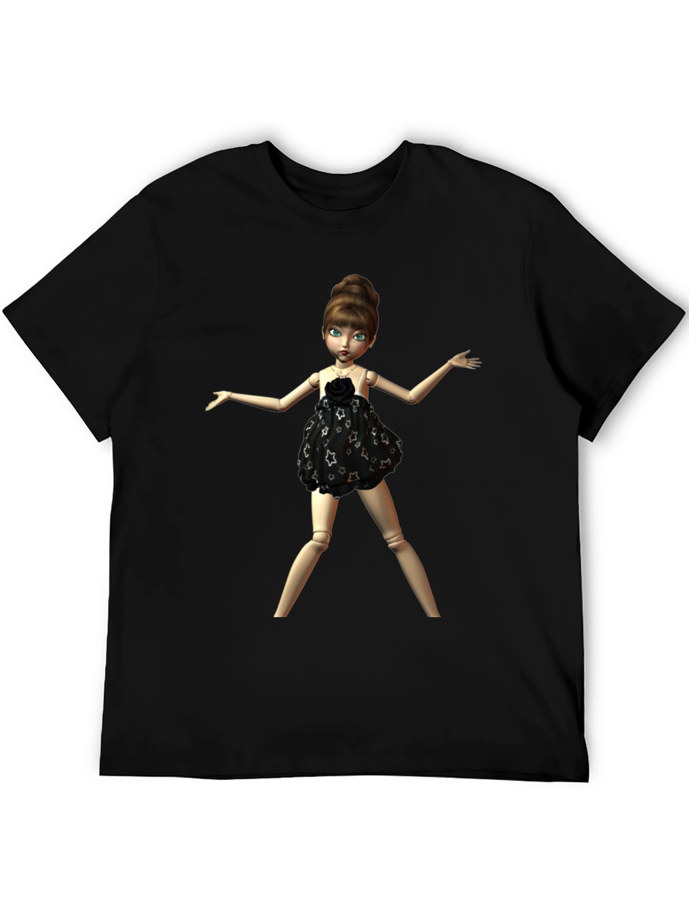 Black T-Shirt with Fashion Doll Graphic