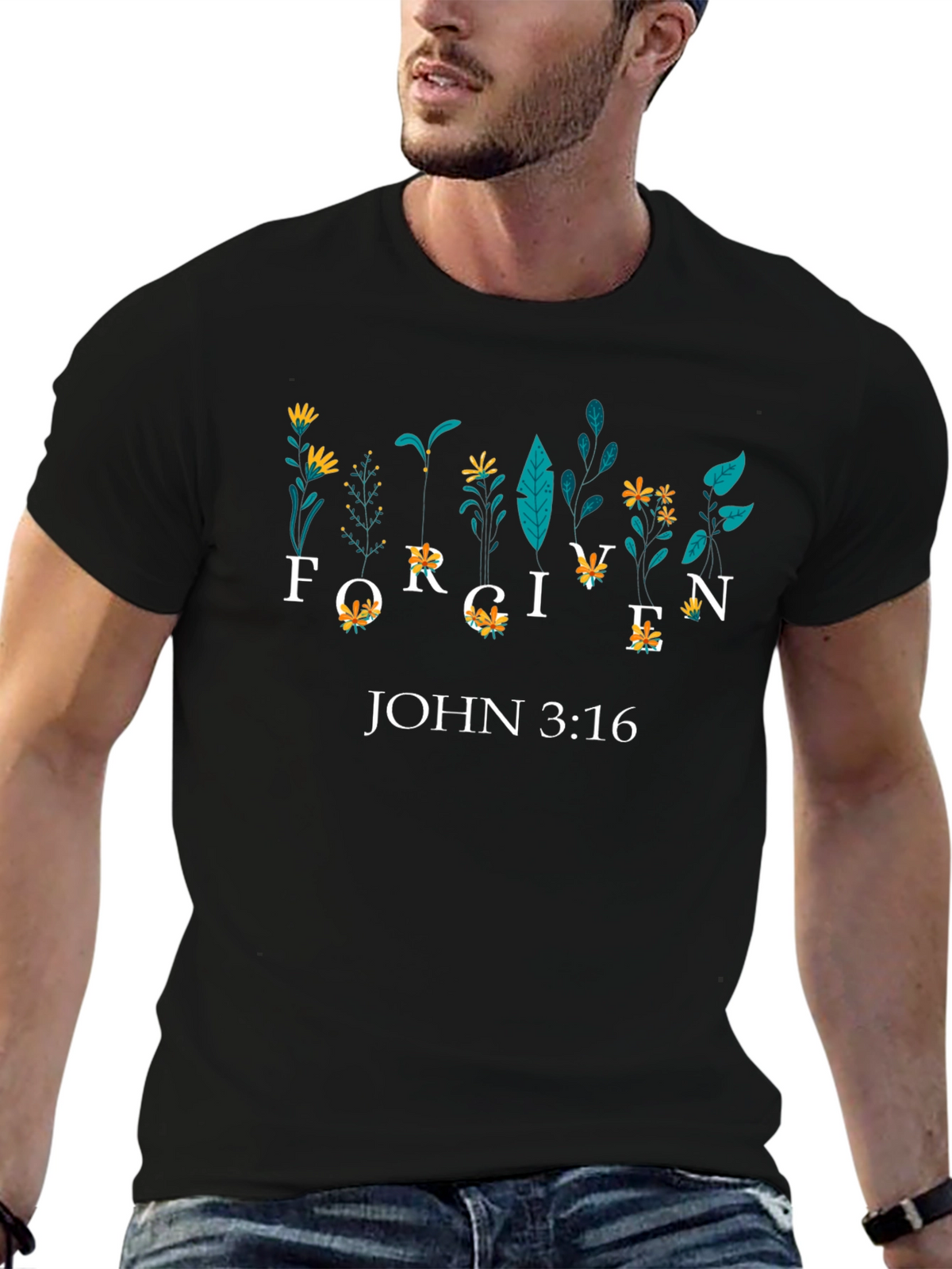 Forgiven John 3:16 Floral Graphic Tee