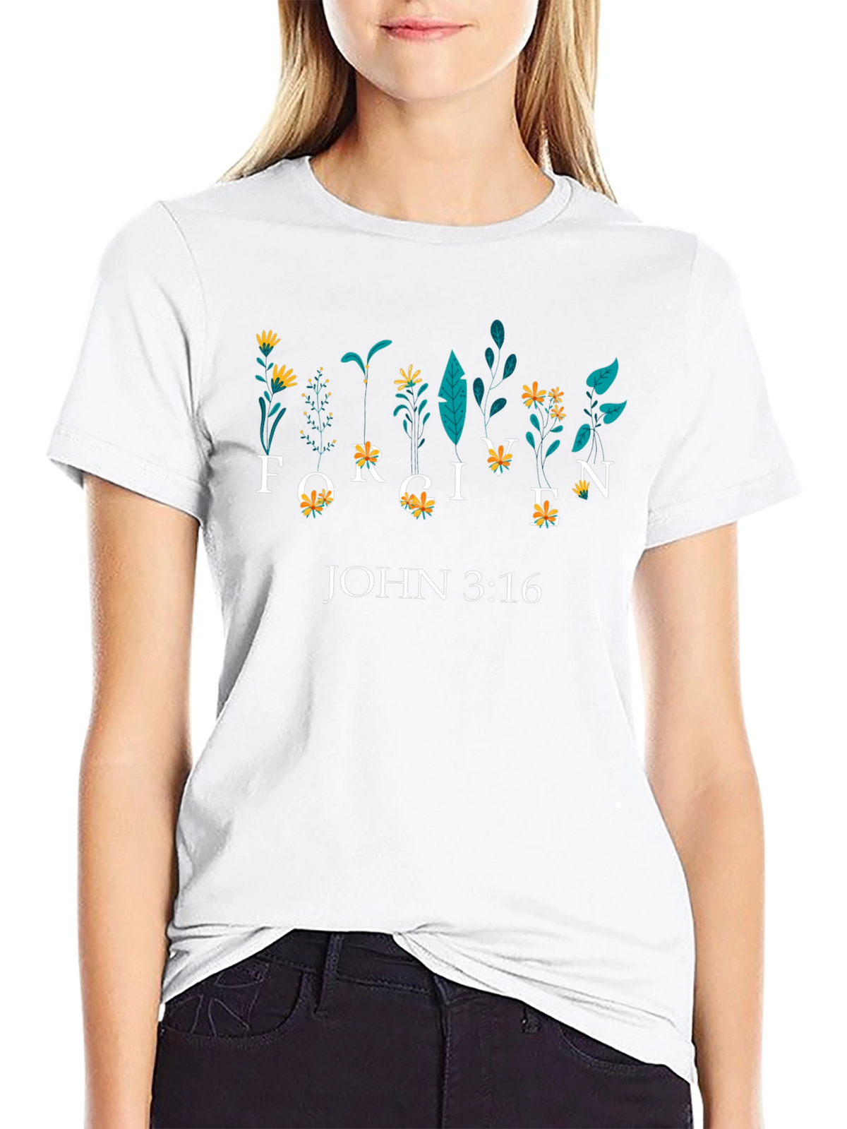 Forgiven John 3:16 Floral Graphic Tee