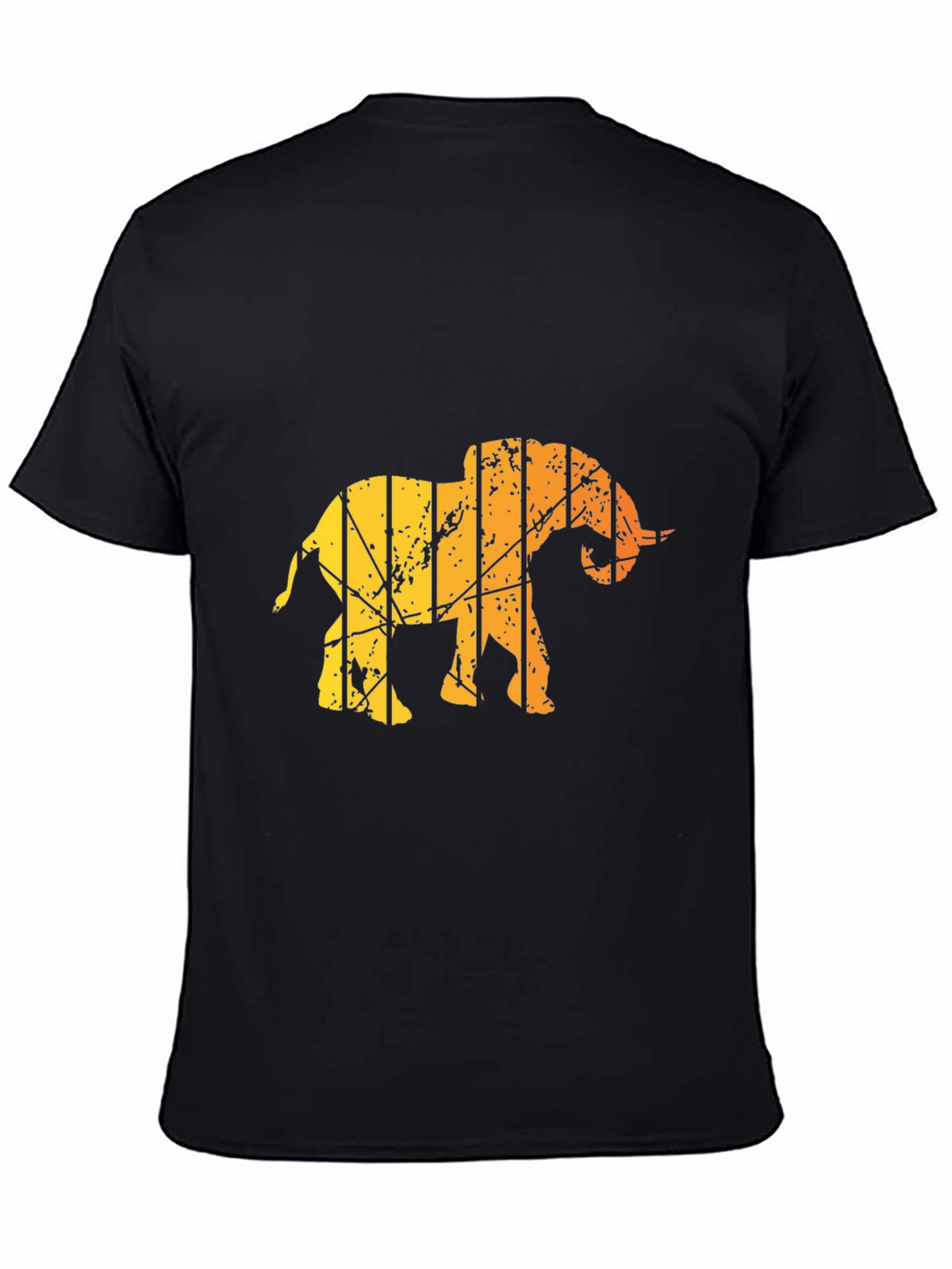 Mens Black T-Shirt - Abstract Elephant Graphic