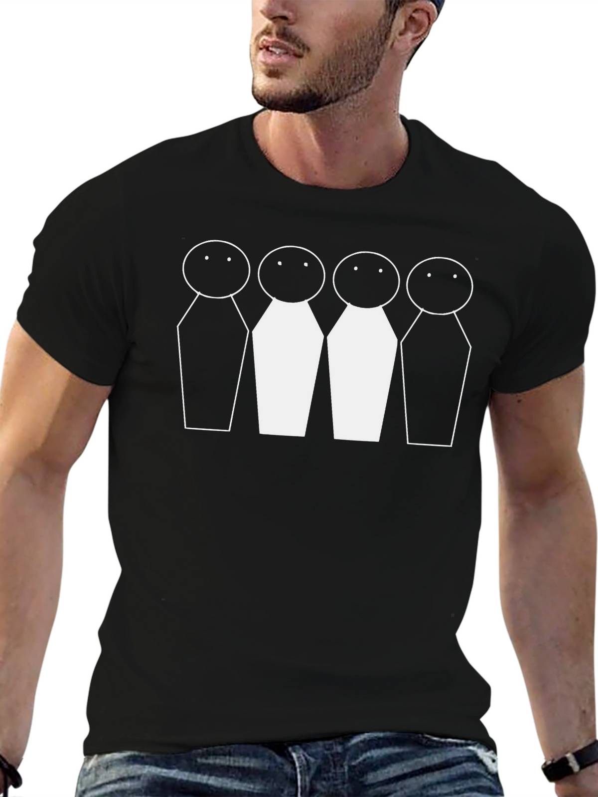 Stick Figure Lineup Graphic Tee - Black
