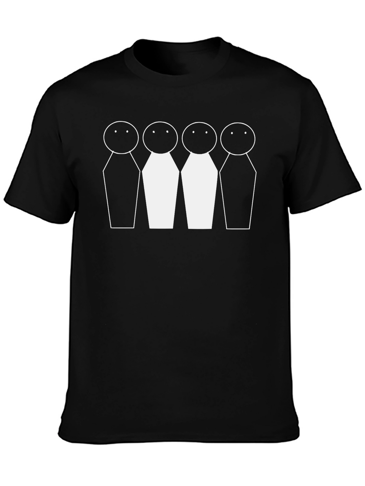 Stick Figure Lineup Graphic Tee - Black