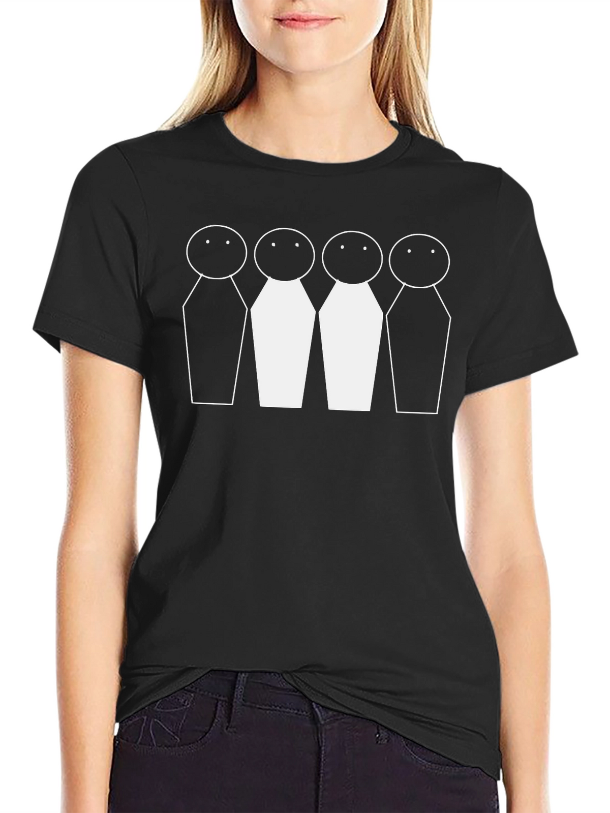 Stick Figure Lineup Graphic Tee - Black