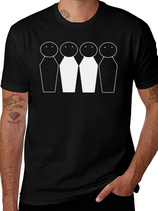 Stick Figure Lineup Graphic Tee - Black