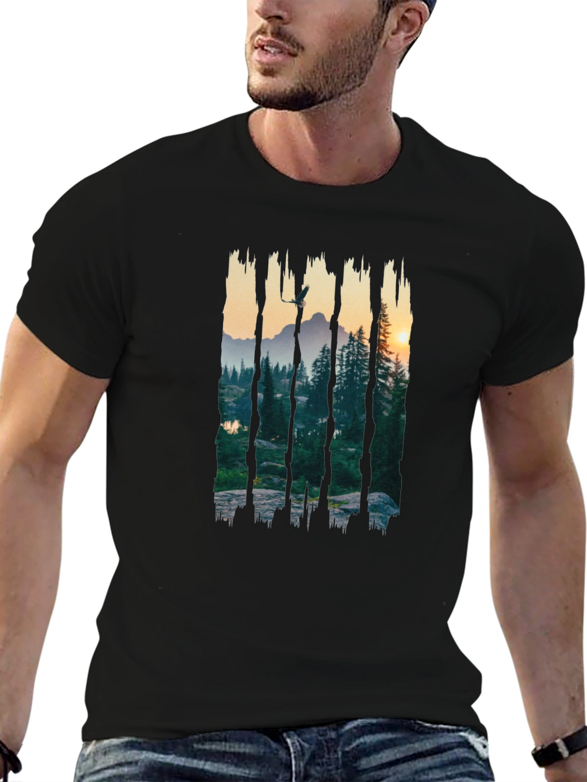 Nature Vista Graphic Tee - Mens Black T-Shirt