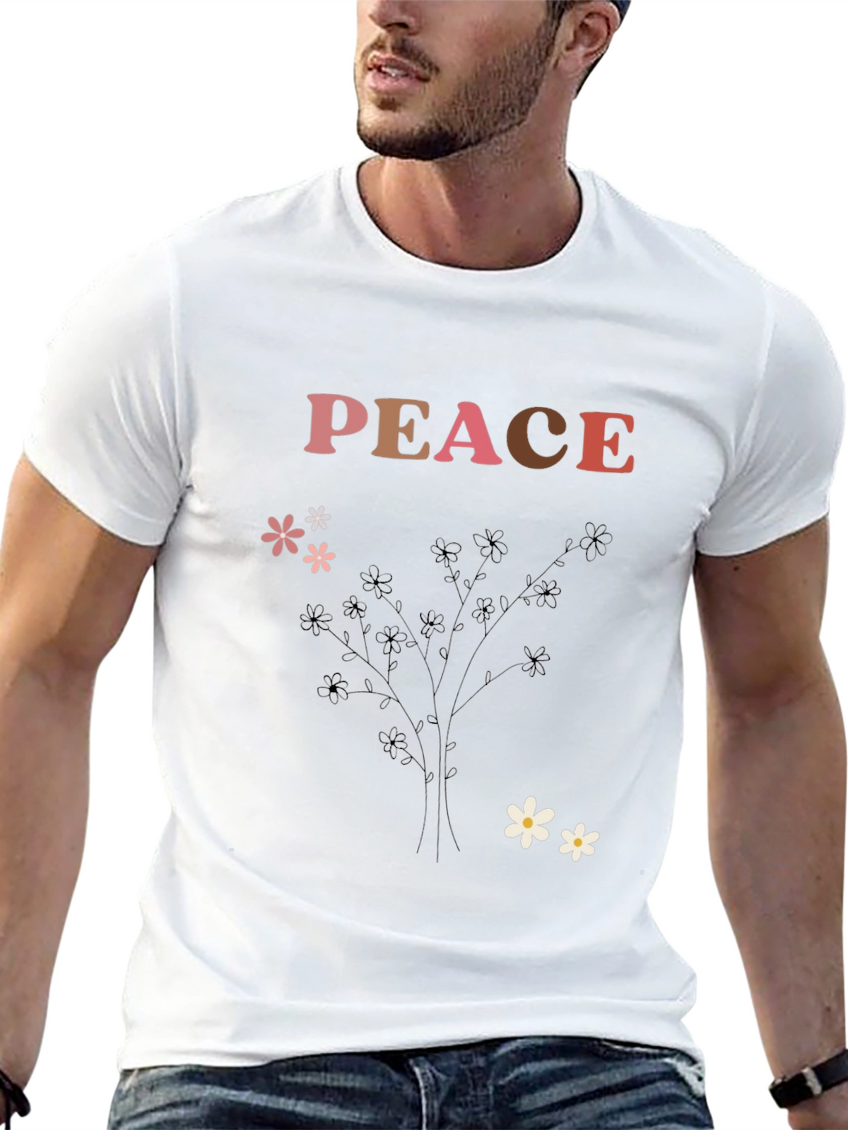Peace Flower Print Graphic Tee