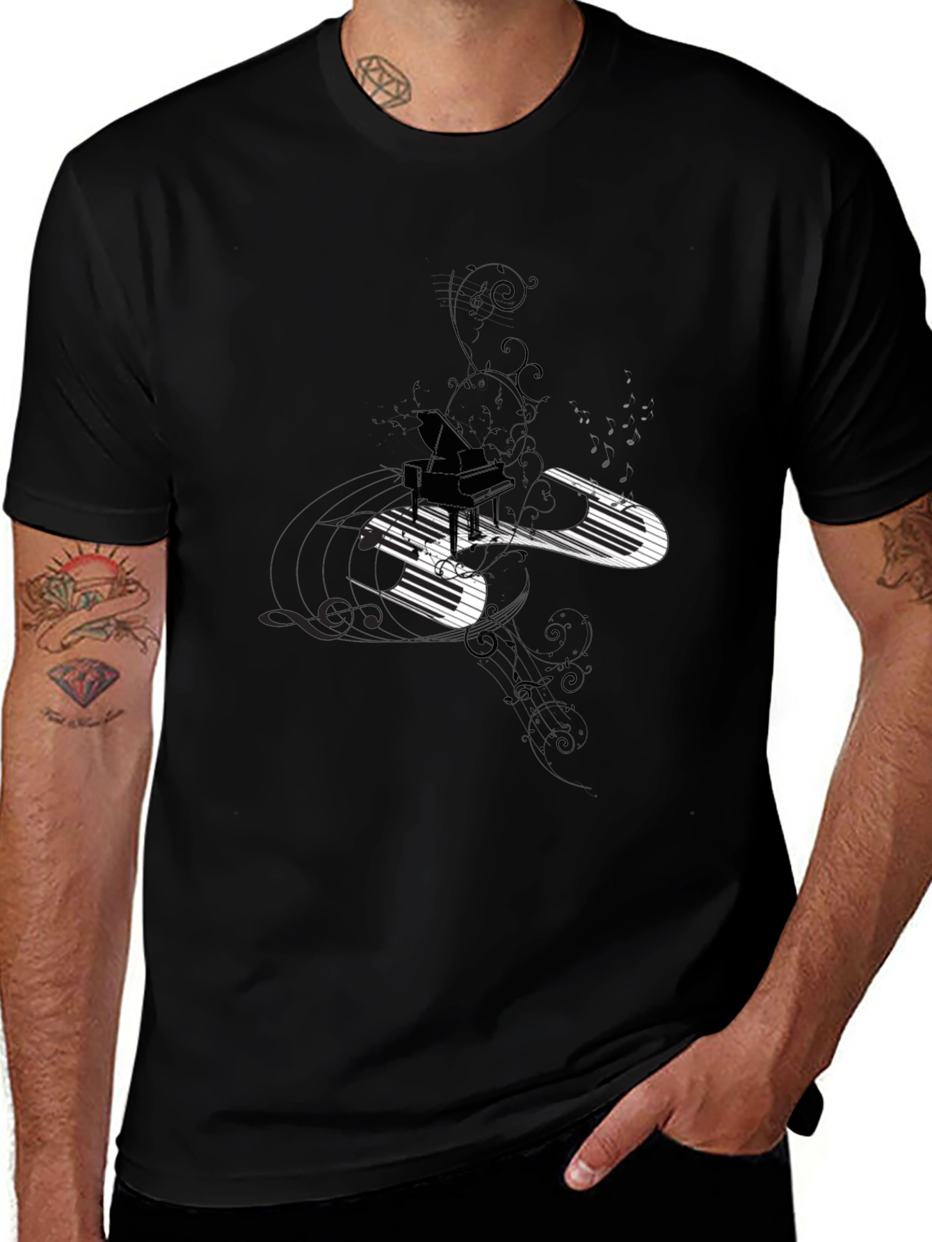 Piano Keys Graphic Black T-Shirt