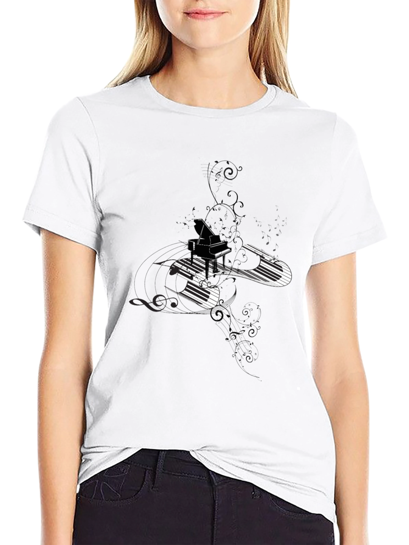 Piano Keys Graphic Black T-Shirt
