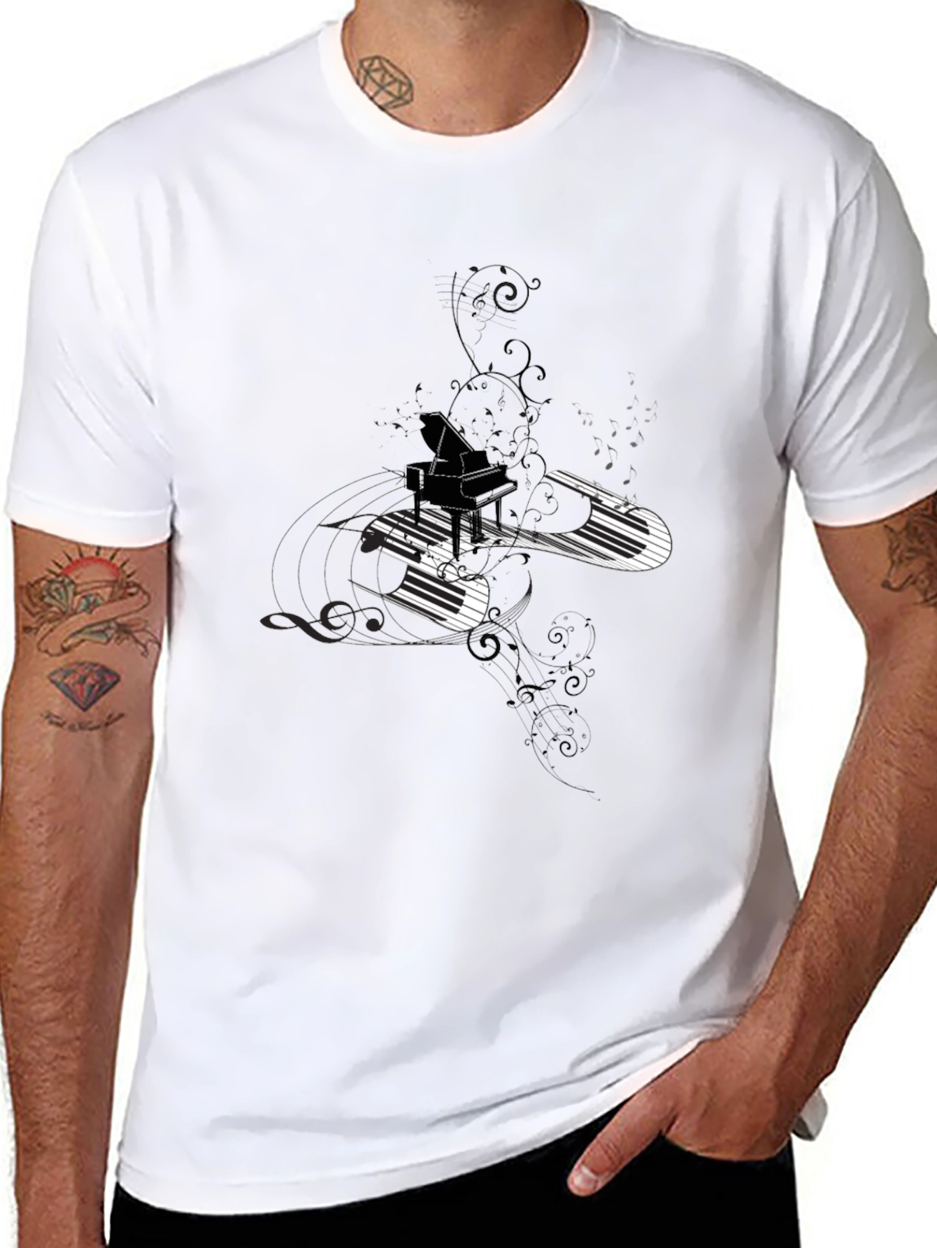 Piano Keys Graphic Black T-Shirt