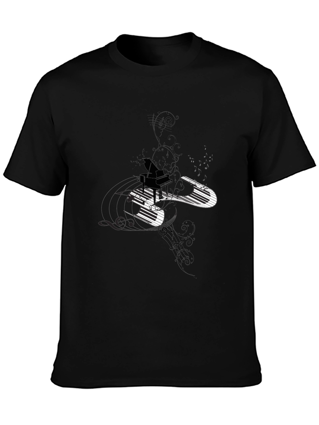 Piano Keys Graphic Black T-Shirt