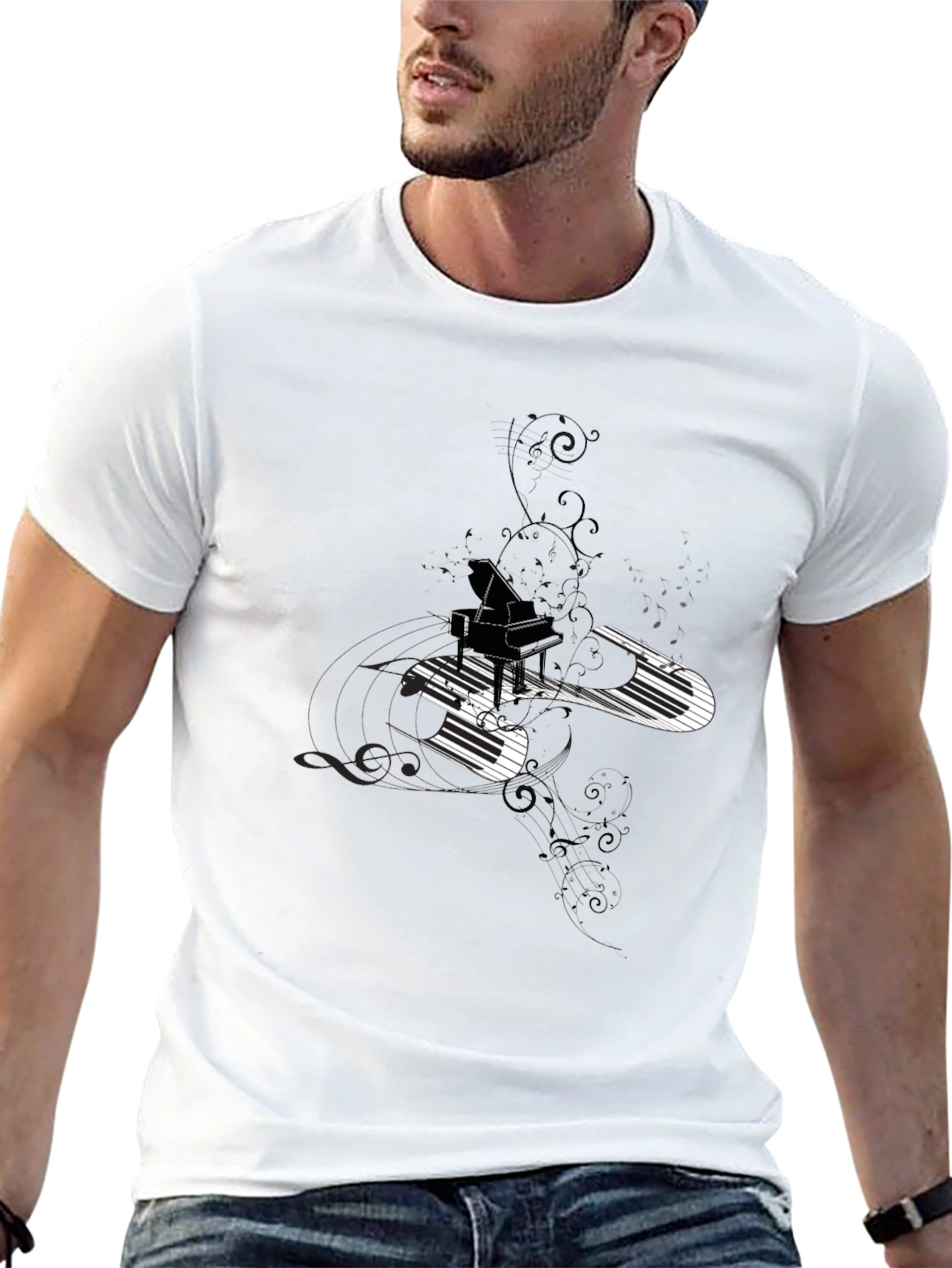 Piano Keys Graphic Black T-Shirt