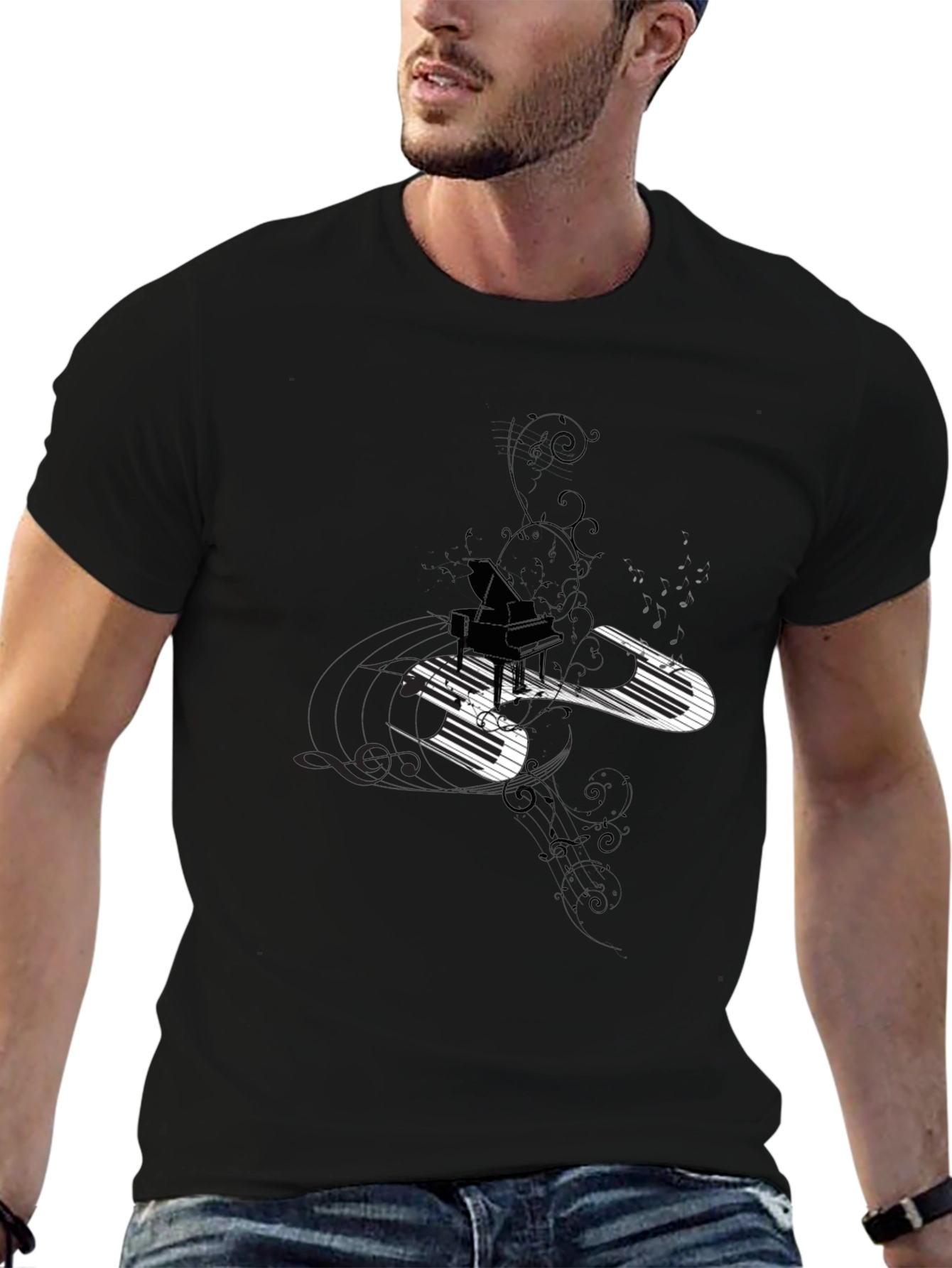 Piano Keys Graphic Black T-Shirt