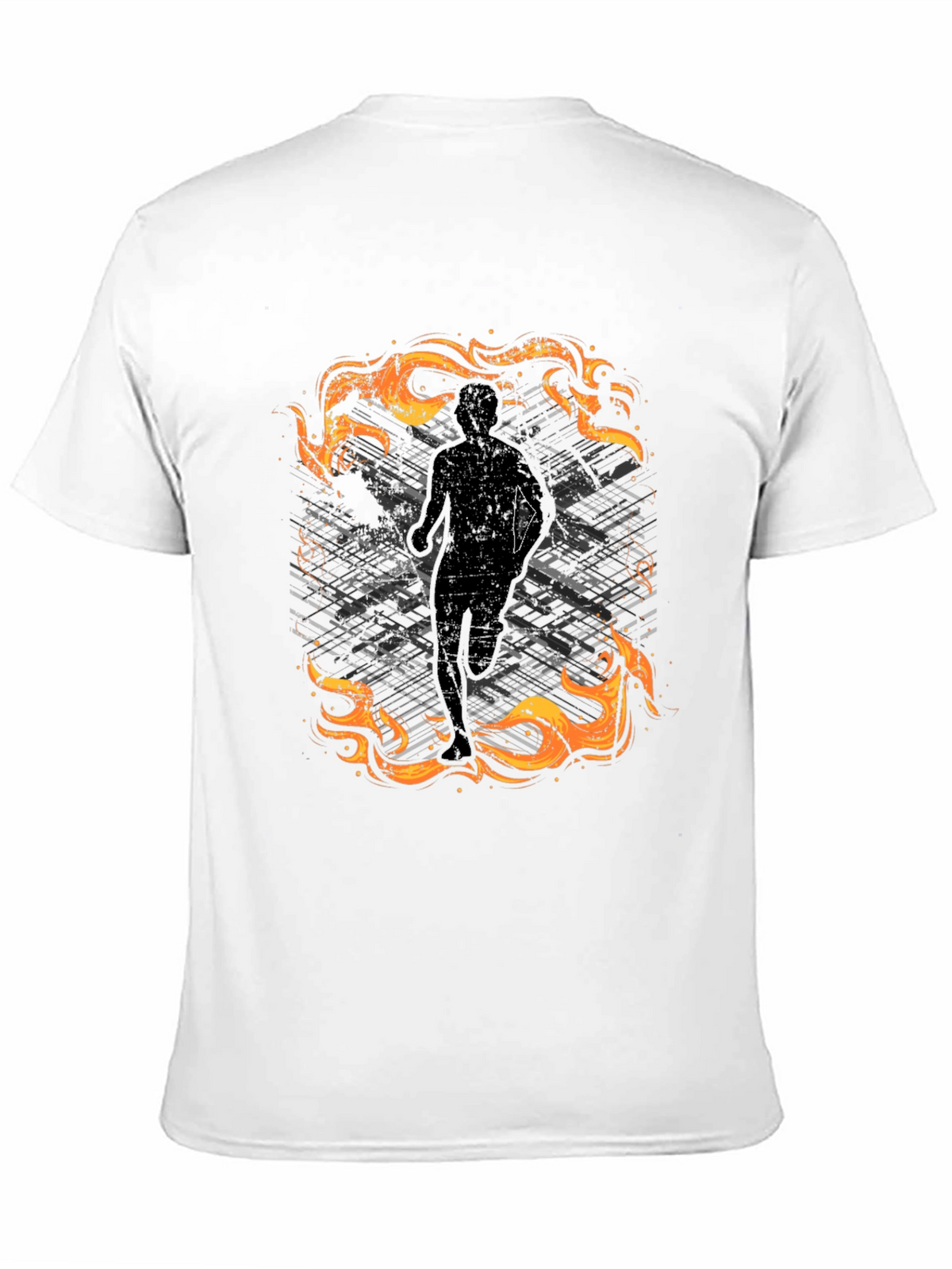 Mens Black Graphic Tee - Running in Flames Design