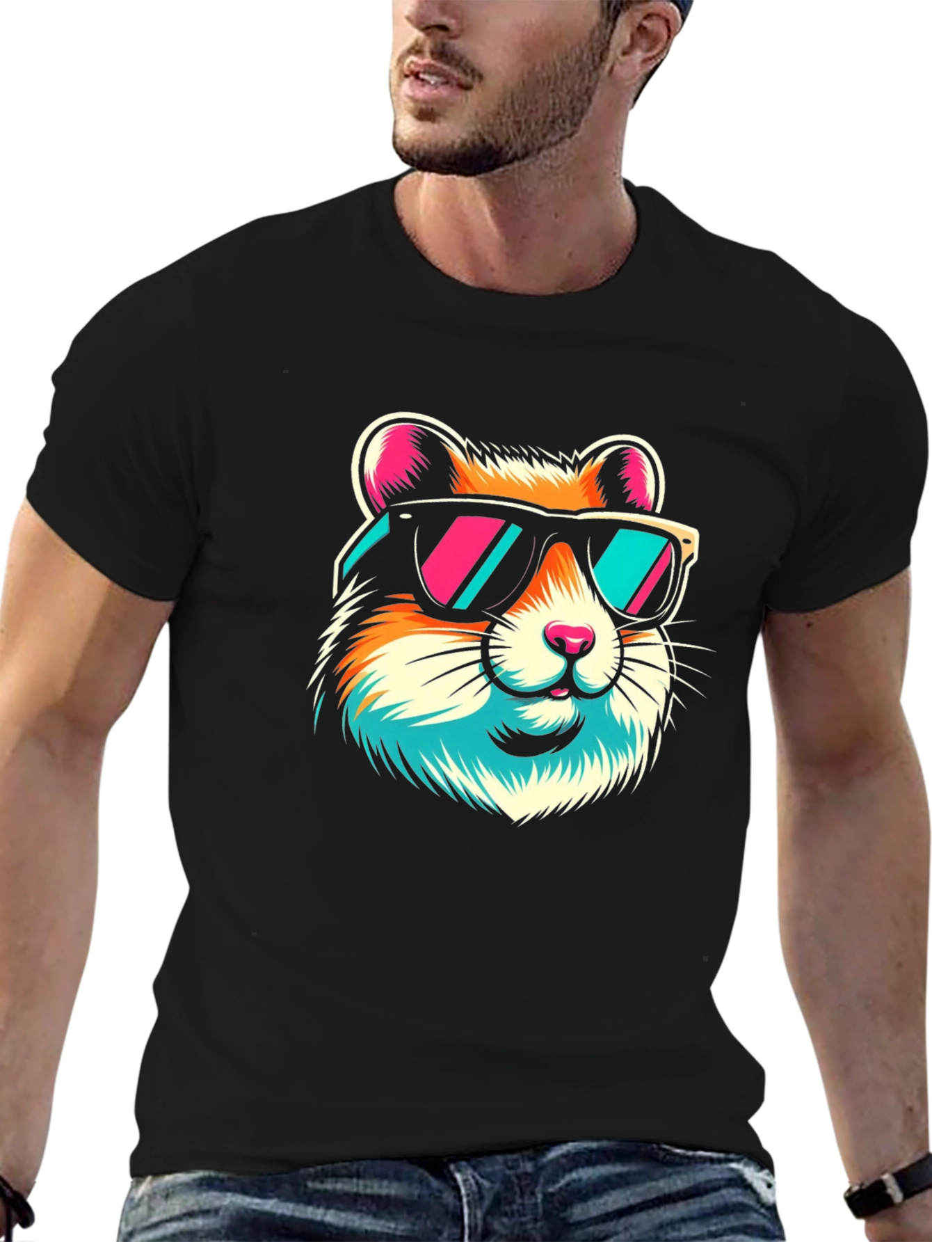 Cool Hamster Graphic Tee - Black