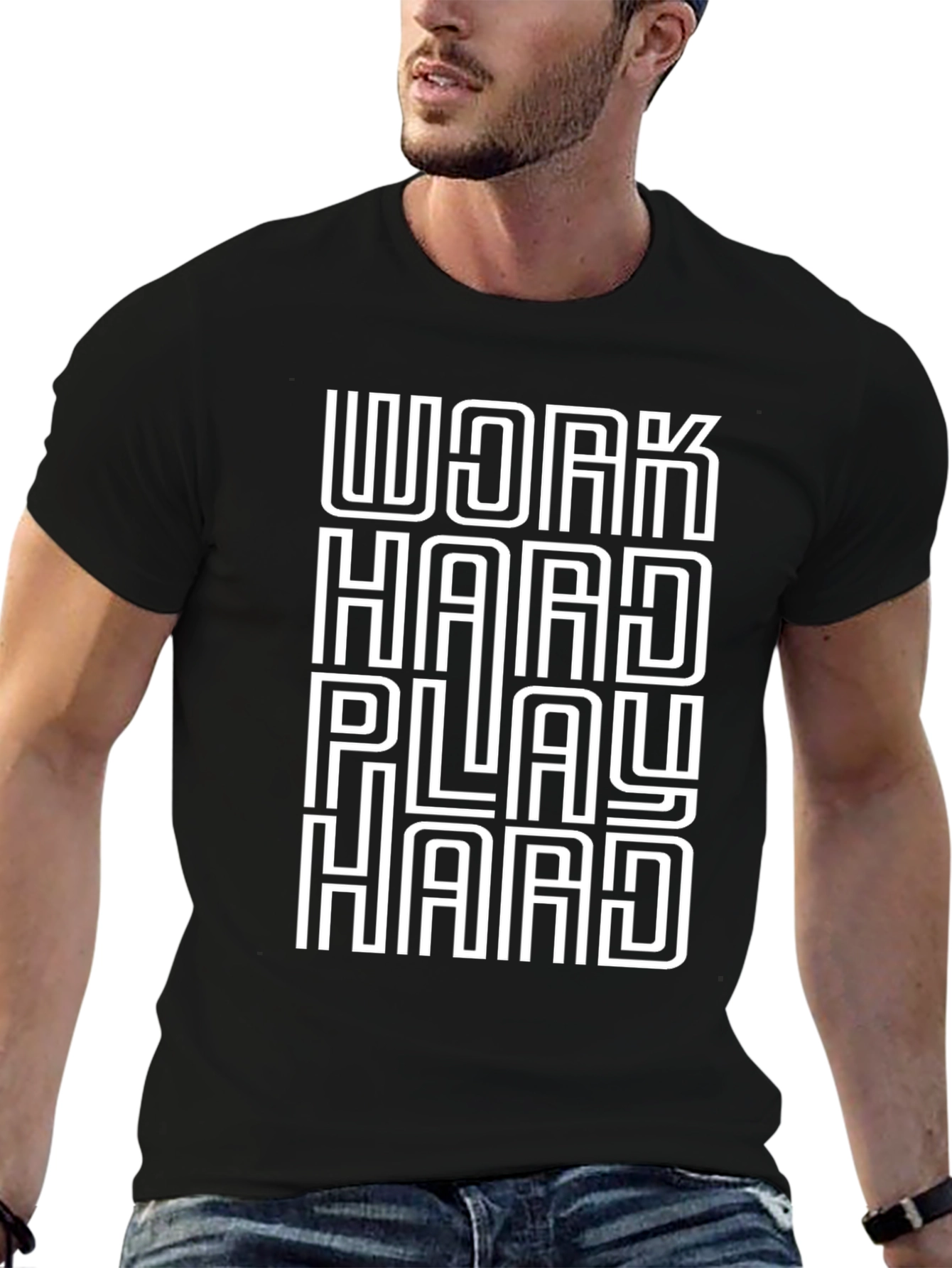 Work Hard Play Hard Graphic Tee - Black