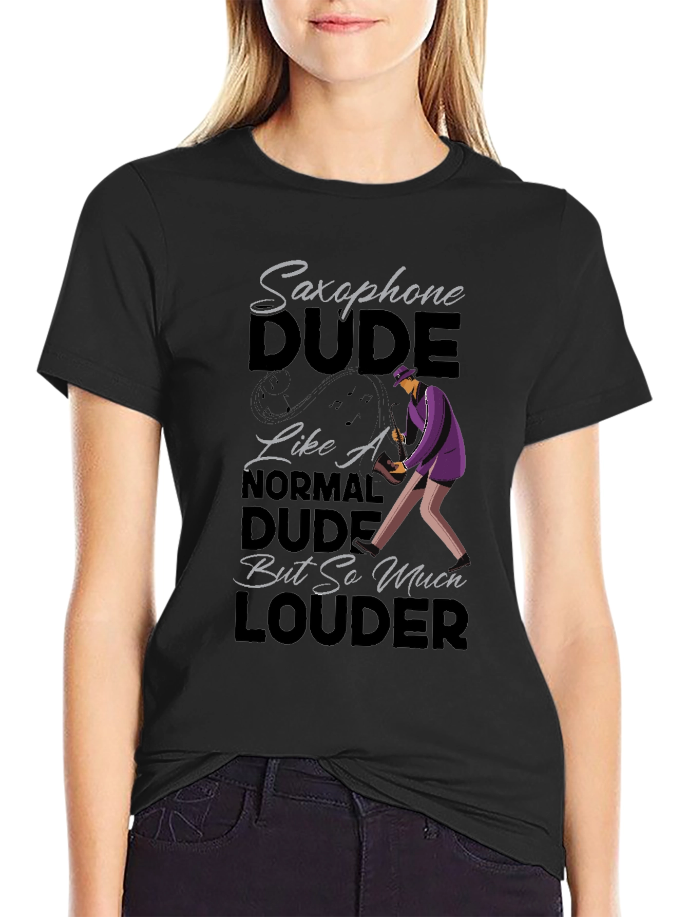 Saxophone Dude Graphic T-Shirt - Funny Musician Tee
